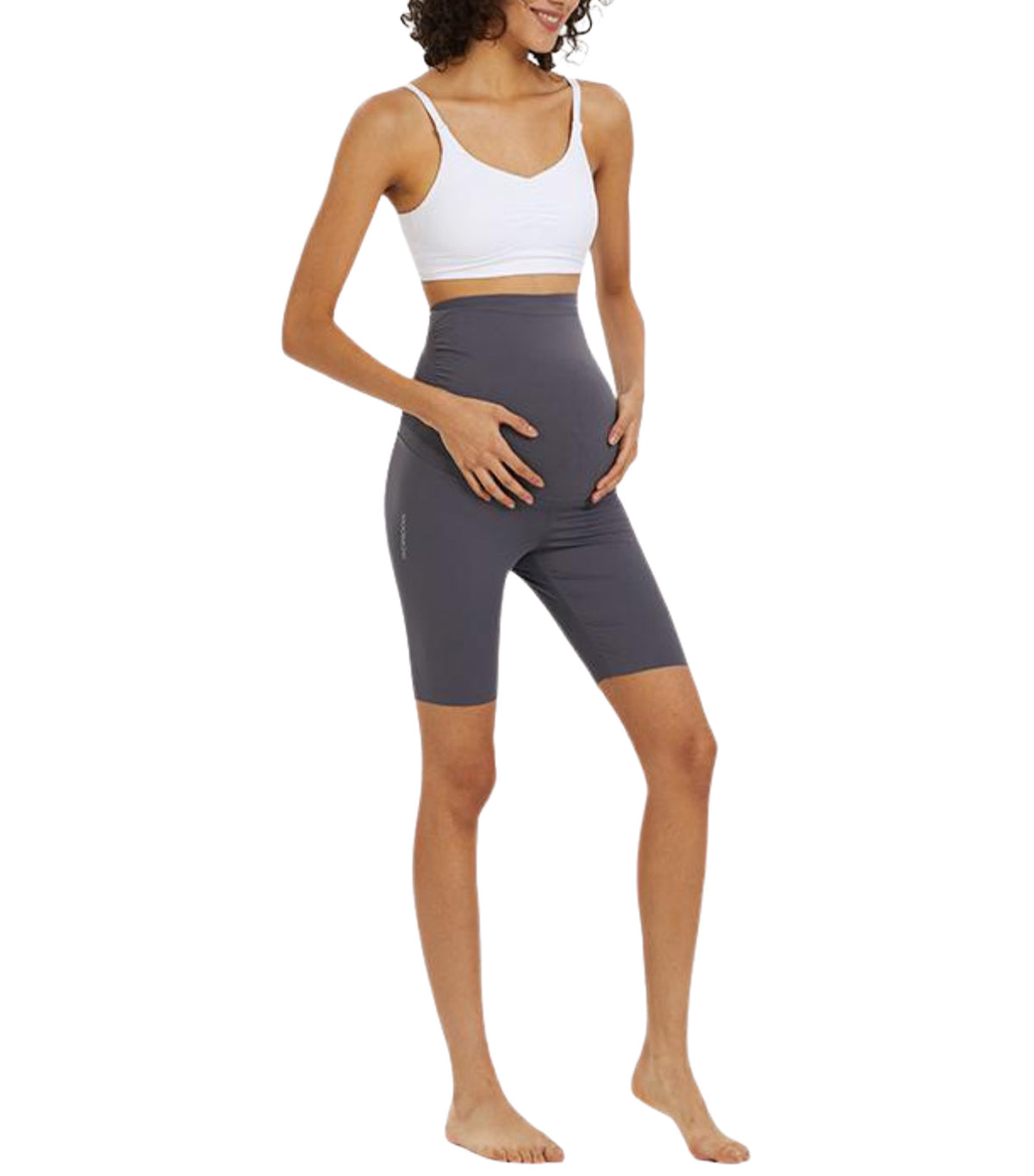 Essential Belly Cover Maternity Short Leggings Gray