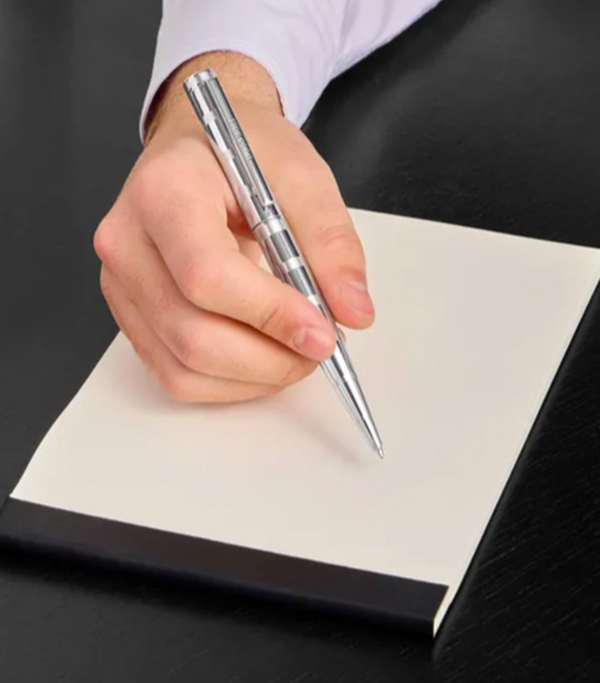Ballpoint Pen Loop Stripes Chrome Silver