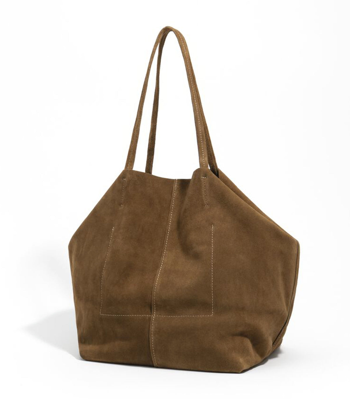 Large Suede Shopper Bag Olive