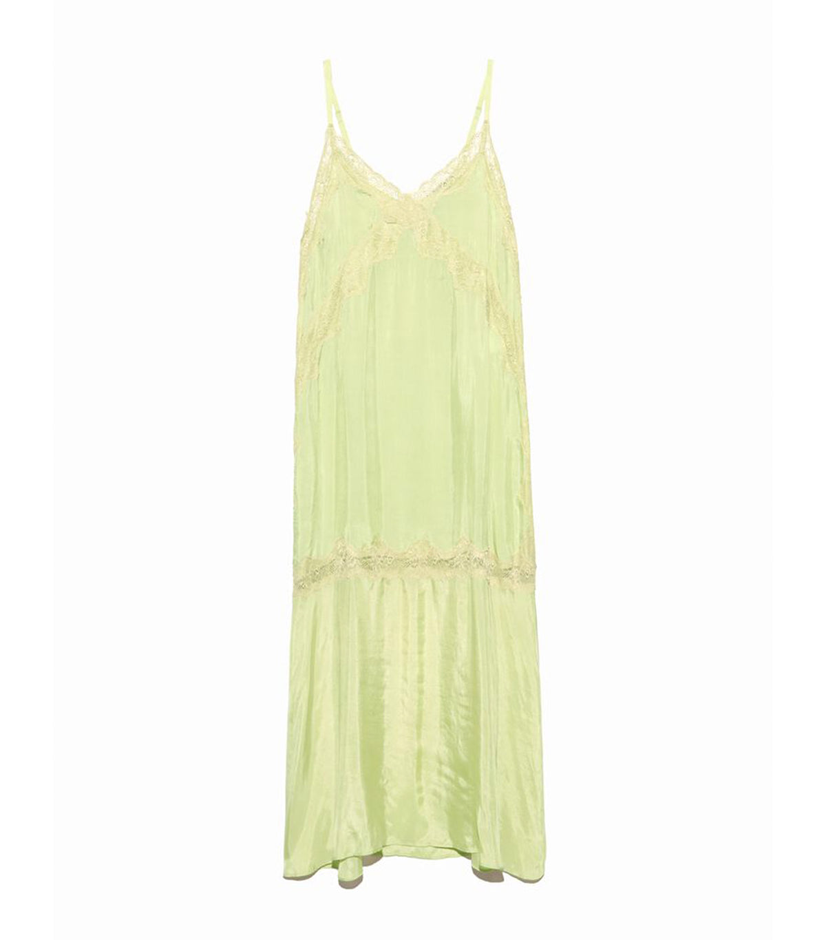Lace-Trim Slip Dress Lime