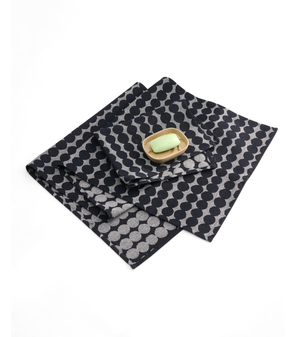 Pieni Räsymatto Bench Towel 46 cm x 60 cm Black/Light Beige