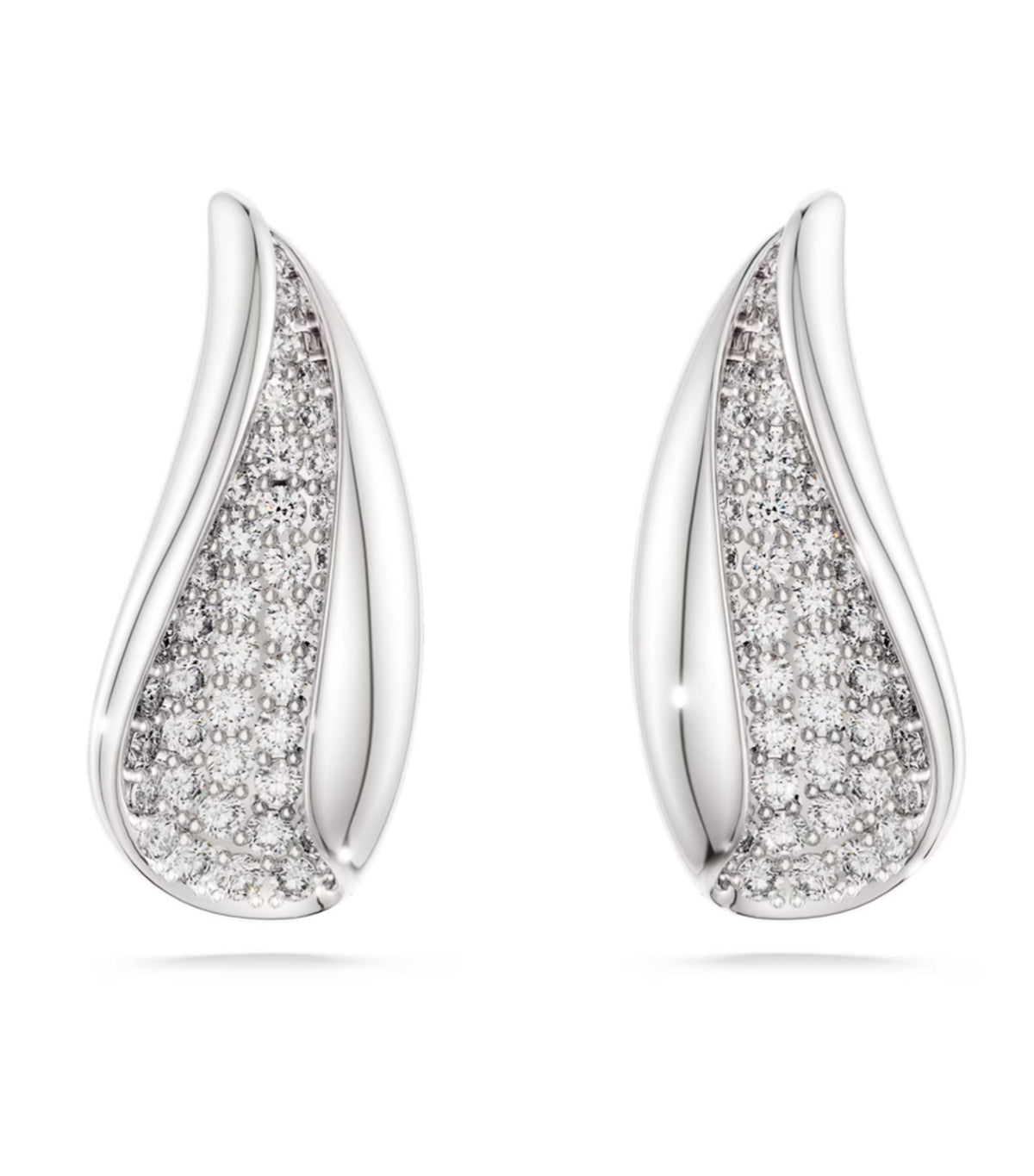 Classica Drop Earrings, Round Cut, Sterling Silver, White