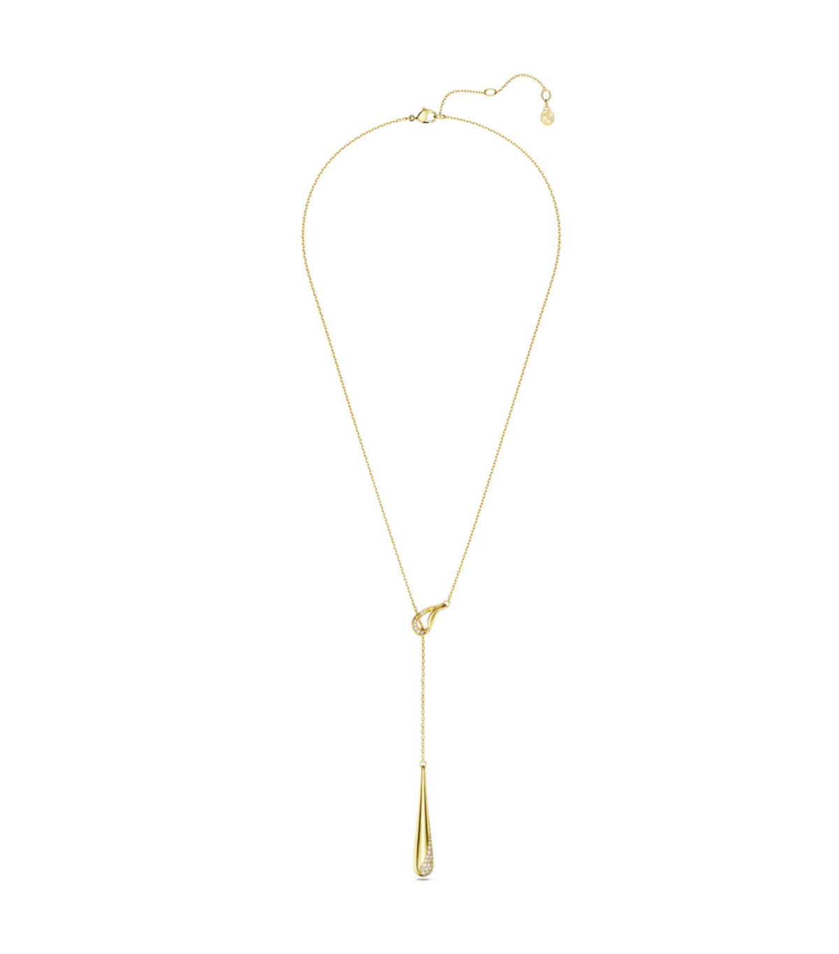 Classica Y Pendant, Round Cut, Sterling Silver, 18K Gold Finish, White
