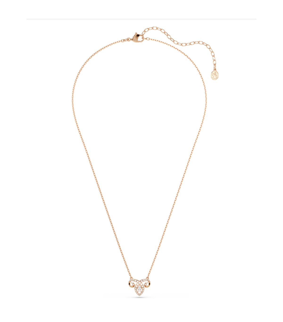 Chinese Zodiac Pendant, Mixed Cuts, 18K Rose Gold Finish, White