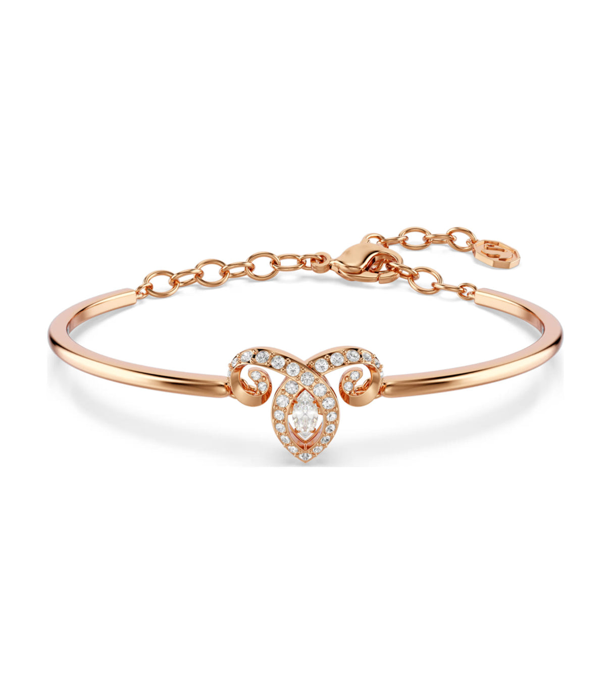 Chinese Zodiac Bangle, Mixed Cuts, 18K Rose Gold Finish, White