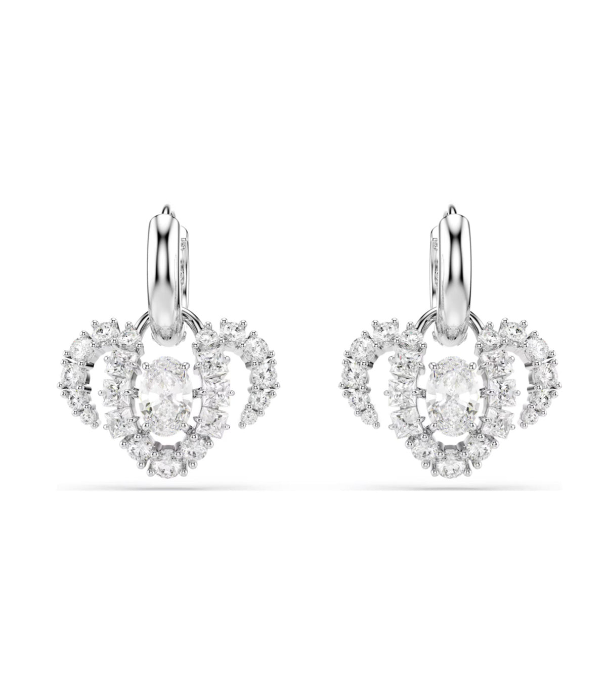 Chinese Zodiac Drop Earrings, Mixed Cuts, Rhodium Plated, White