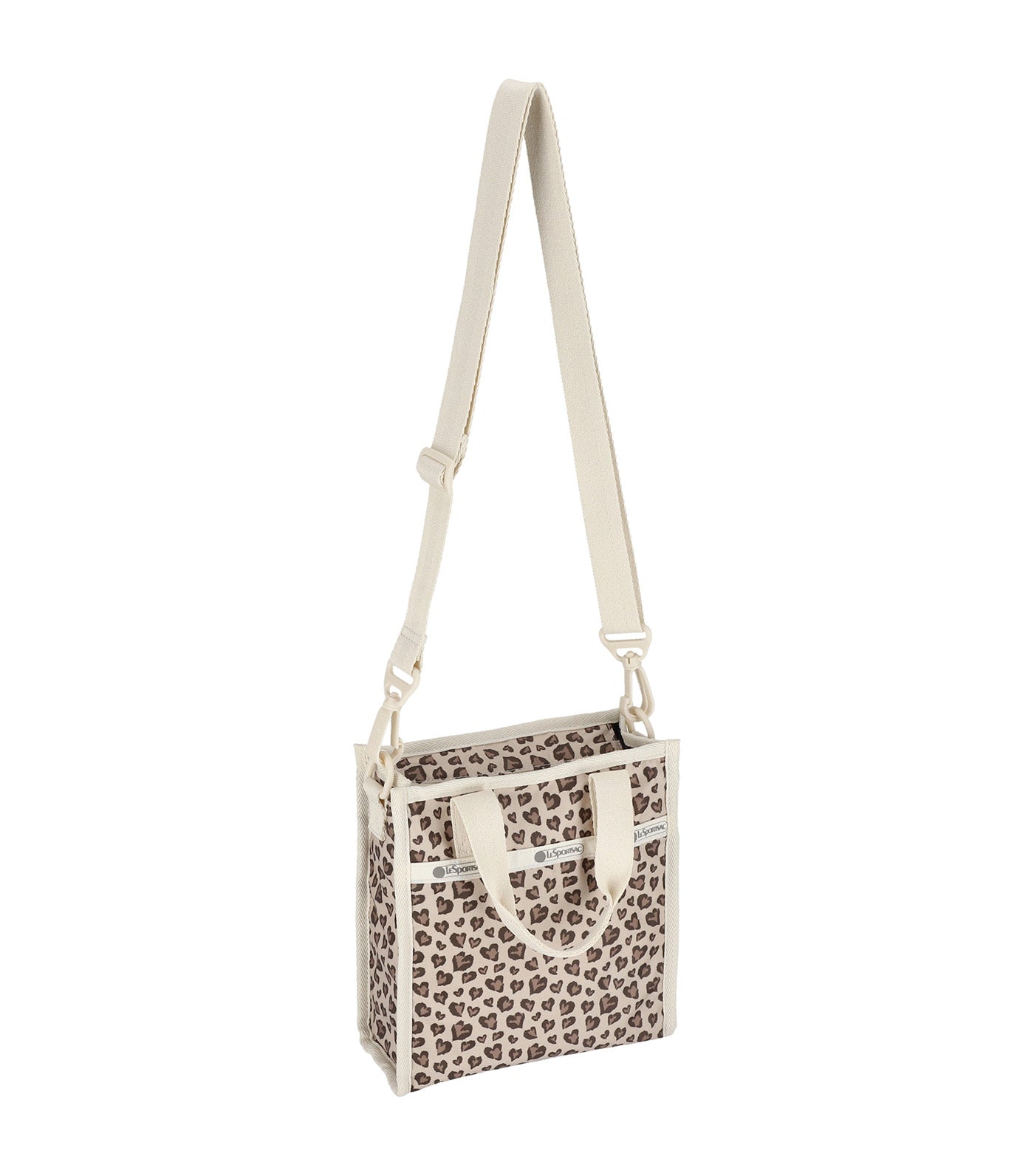 Mini N/S Tote Latte Heart Leopard