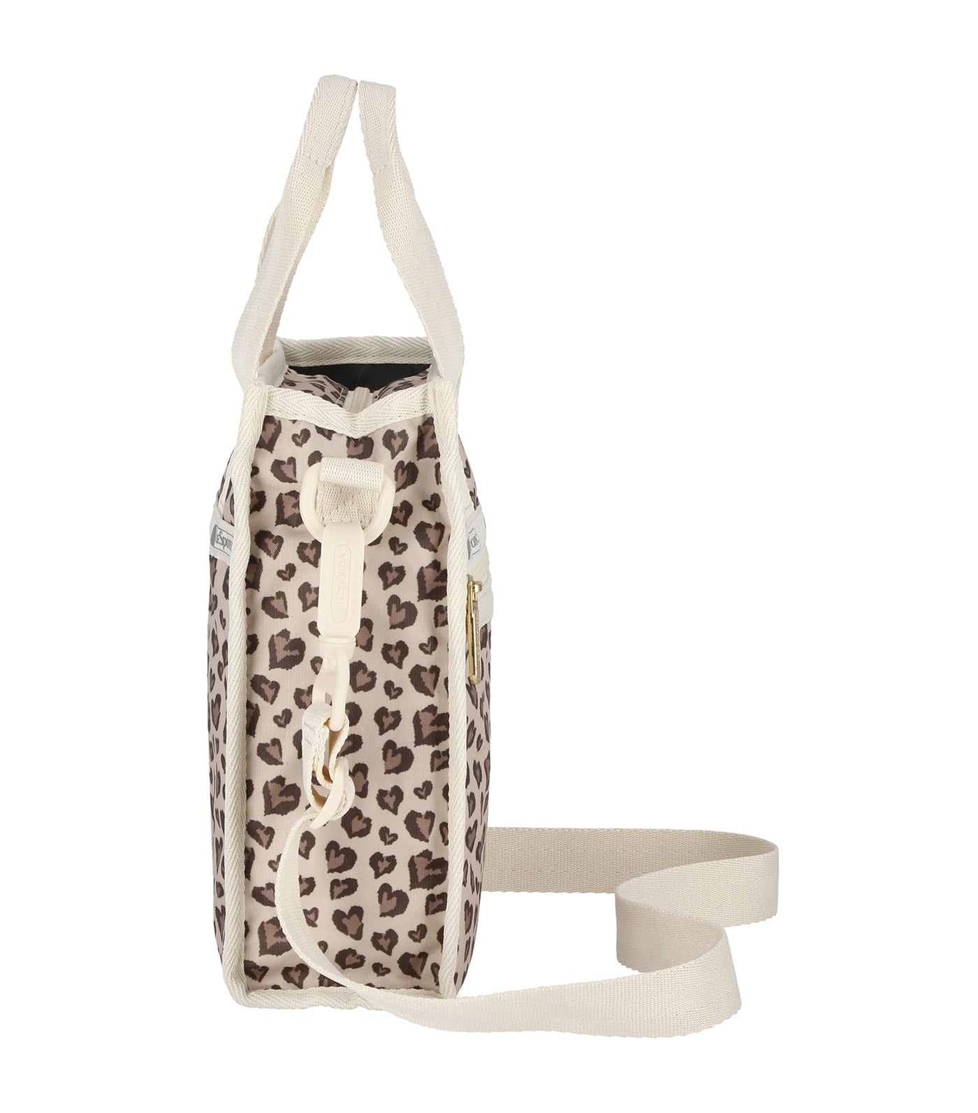 Mini N/S Tote Latte Heart Leopard