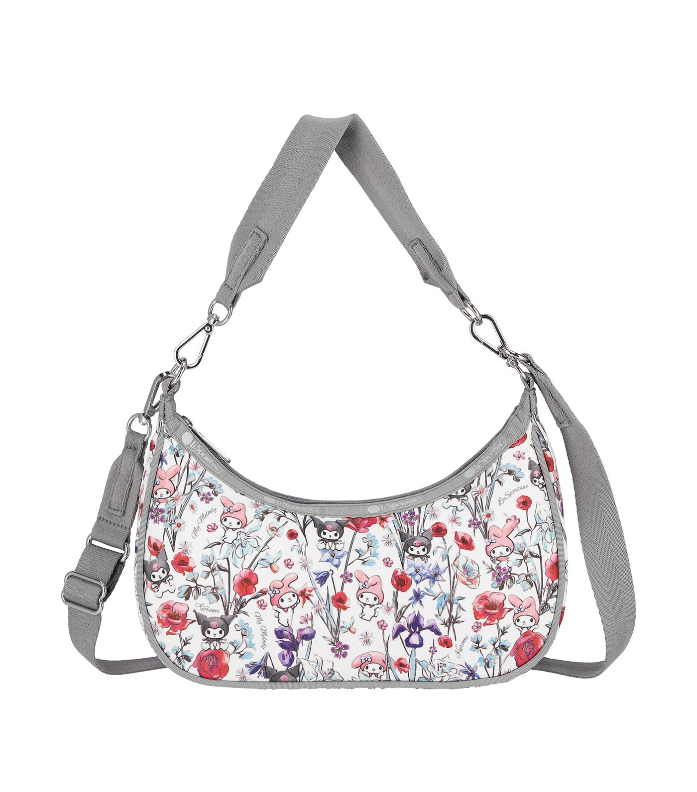 LeSportsac x My Melody and Kuromi Small Convertible Hobo My Melody Kuromi Gray