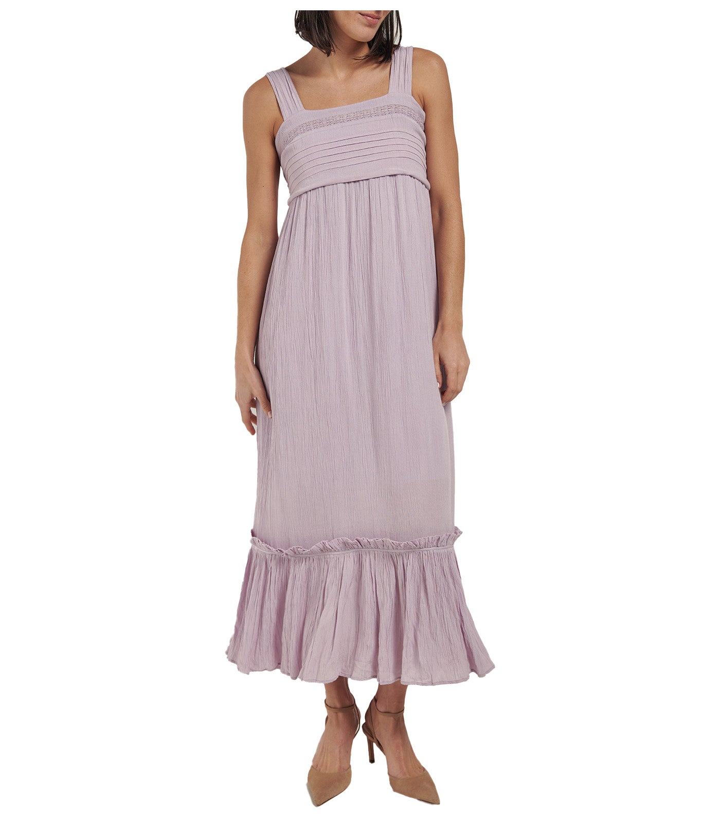 Strap Dress with Ruffle Purple/Lilac