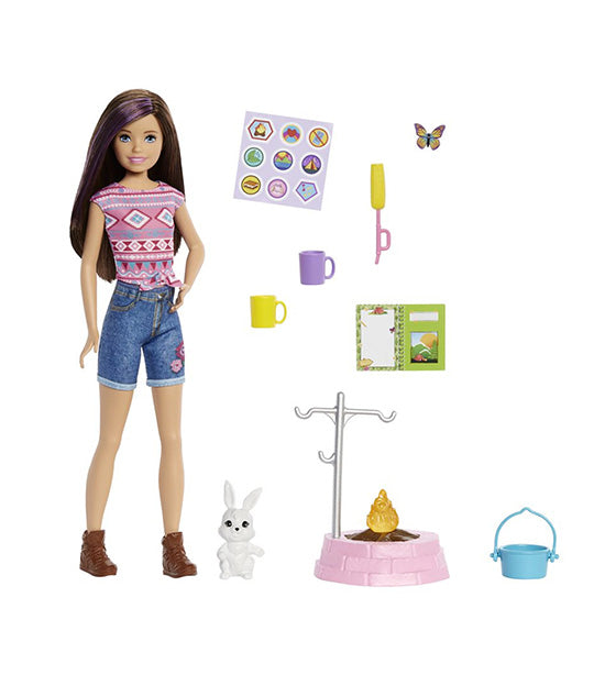 Barbie camping doll online