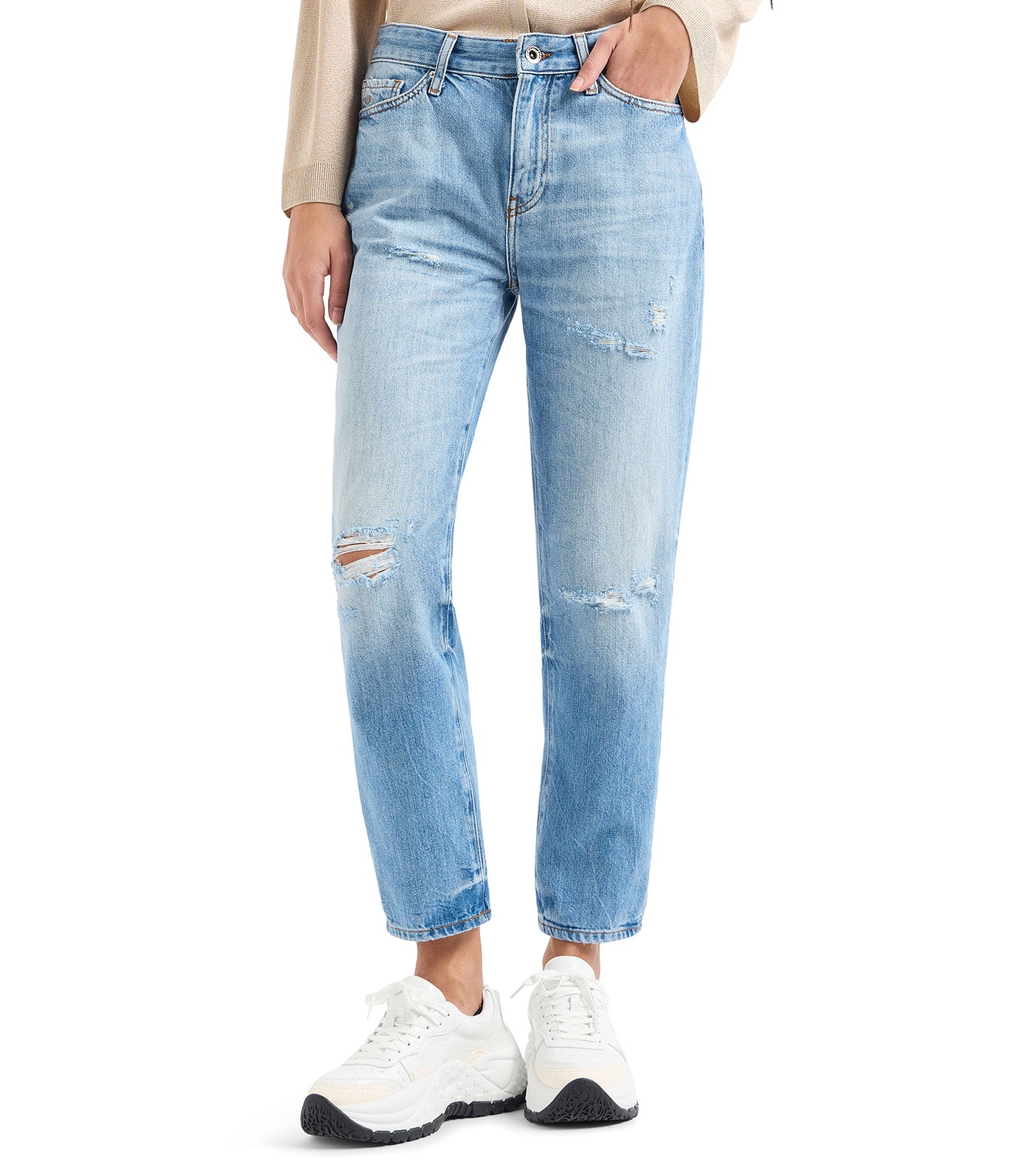 Crop Boyfriend Jeans Denim Light Indigo