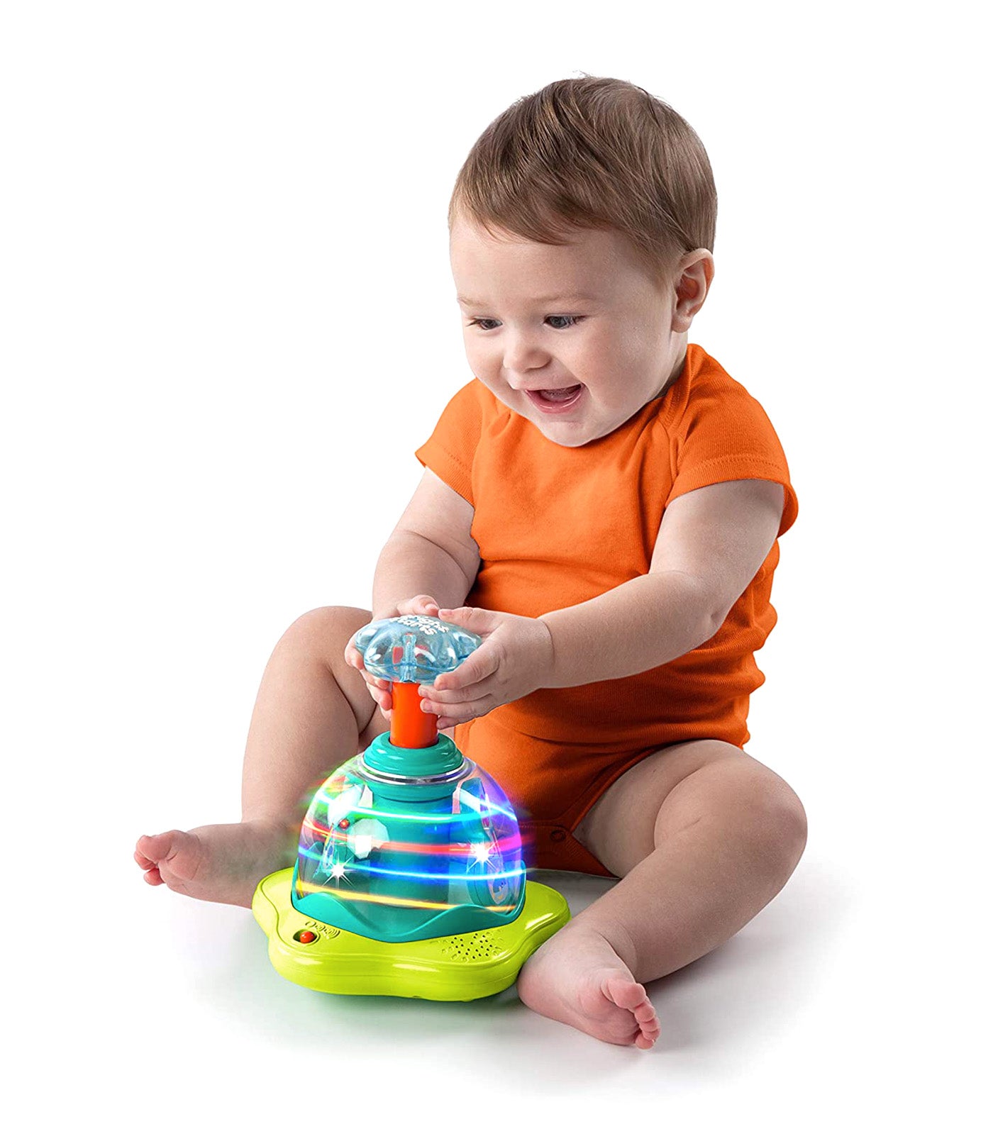 Bright Starts Press & Glow Spinner Cause and Effect Musical Baby Toy