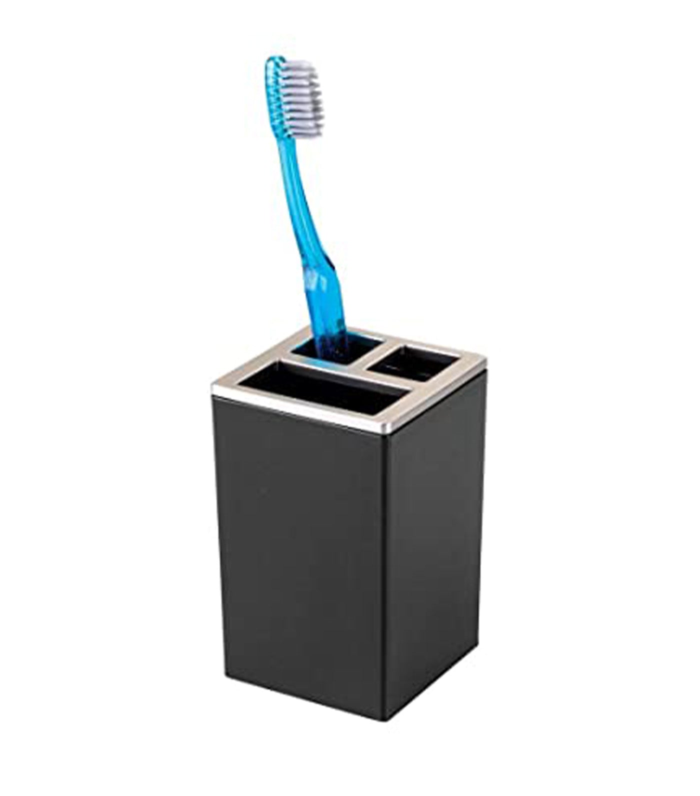 MakeRoom Clarity Toothbrush Holder - Black/Brushed
