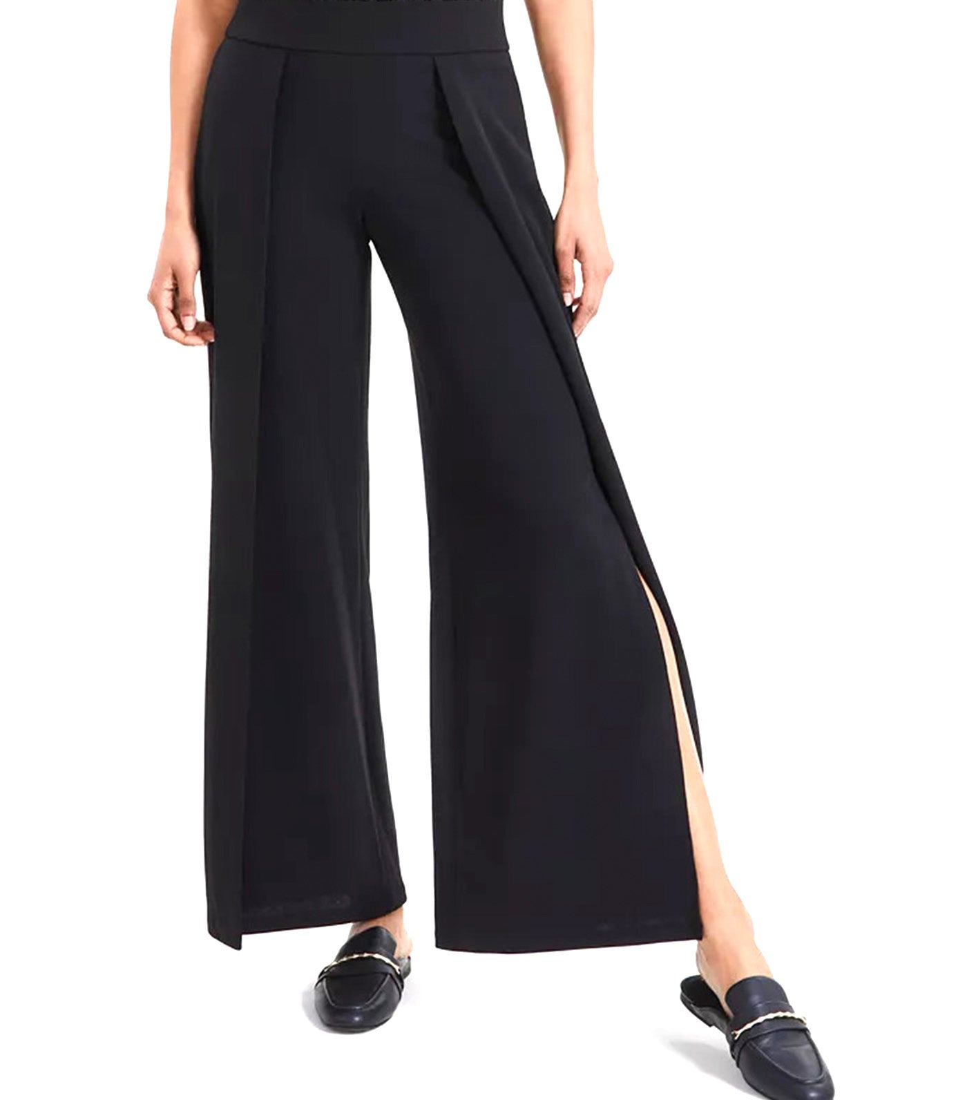 Pull-On Flyaway Wide-Leg Pants Anne Black