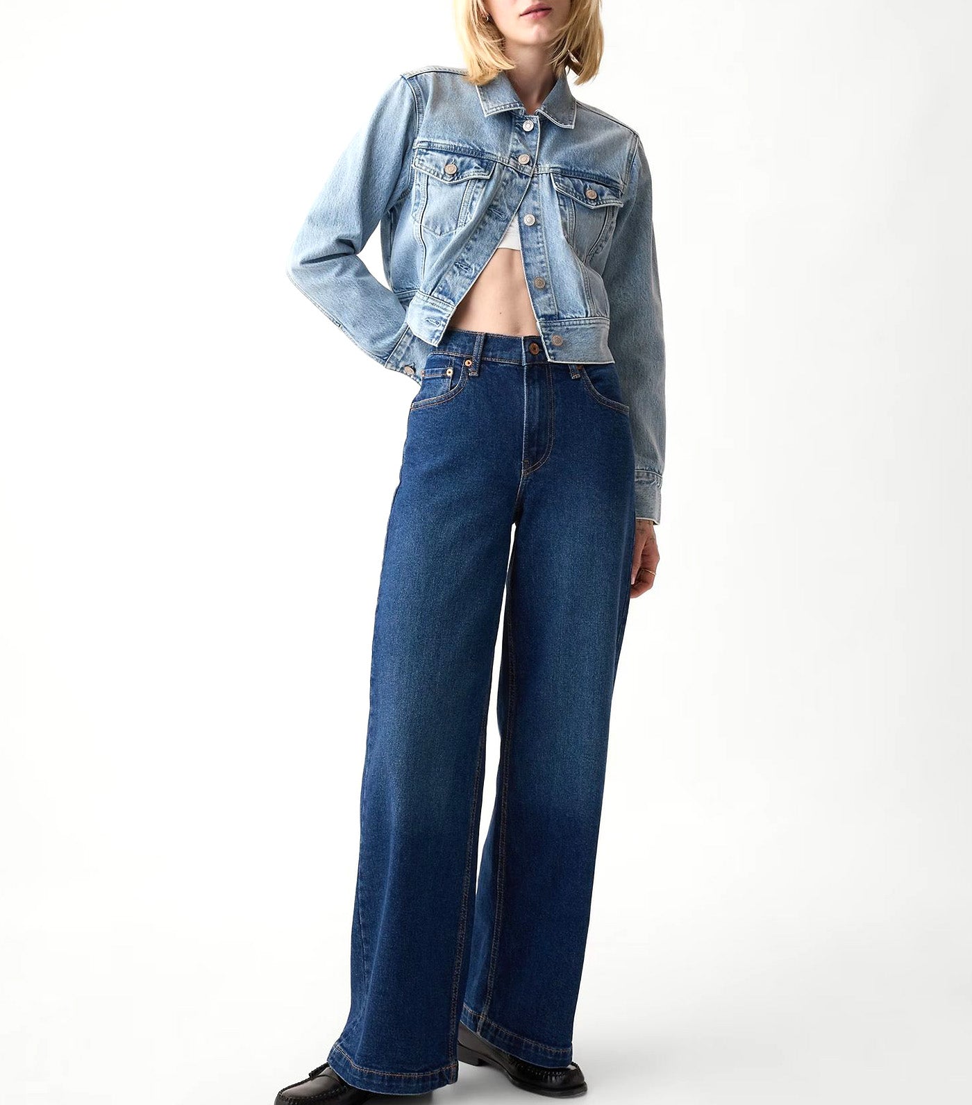 High Rise Stride Wide-Leg Jeans