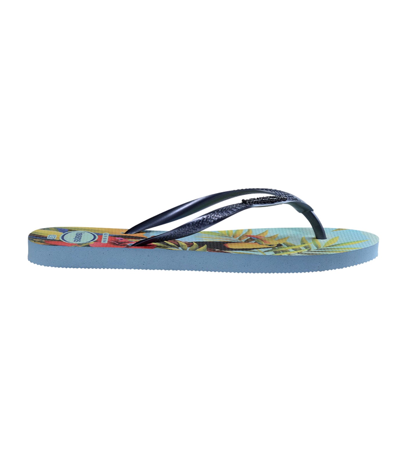 Slim Tropical Flip Flops Blue/Blue