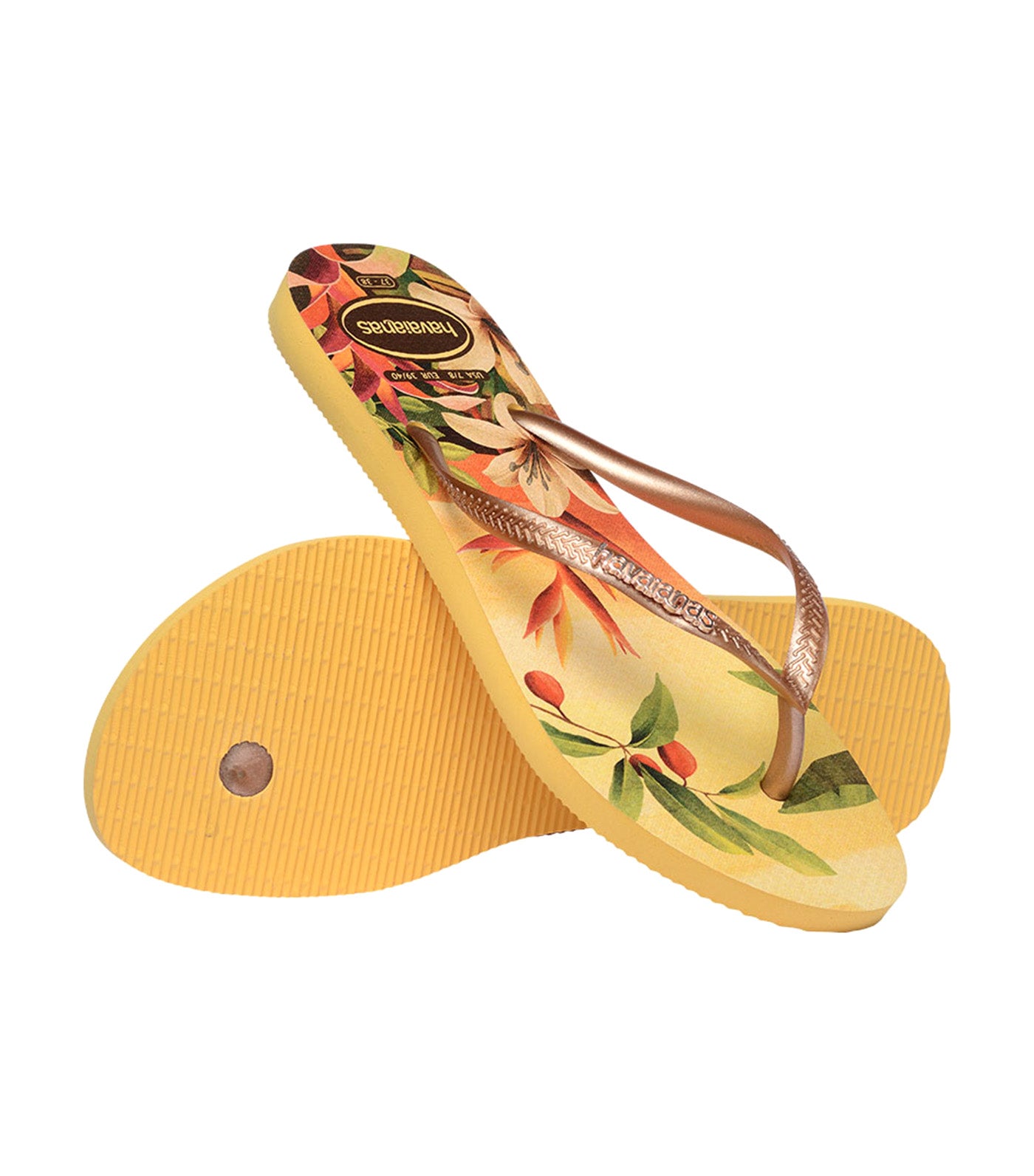 Slim Tropical Flip Flops Caja Yellow