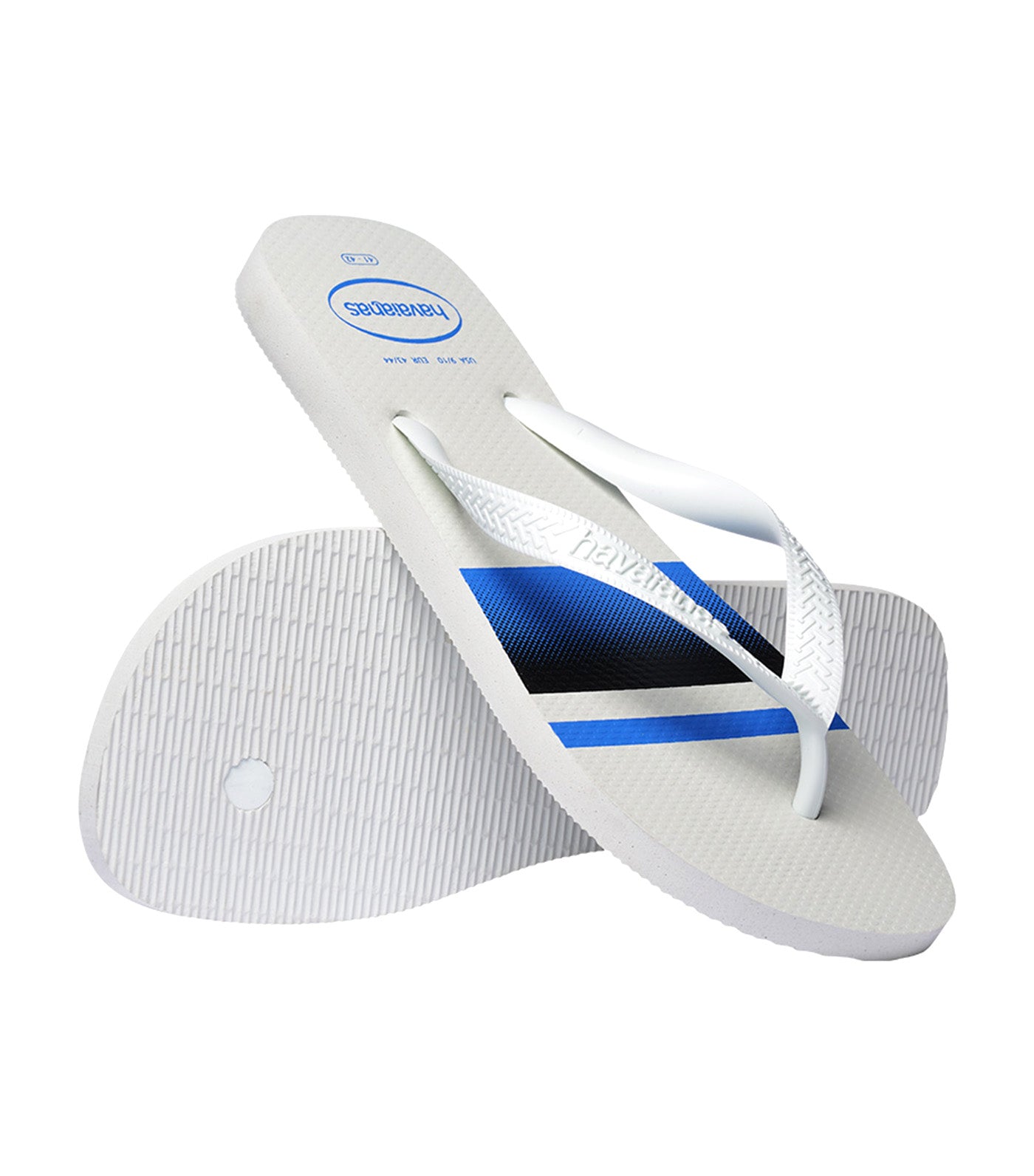 Top Basic Flip Flops White/White/Blue