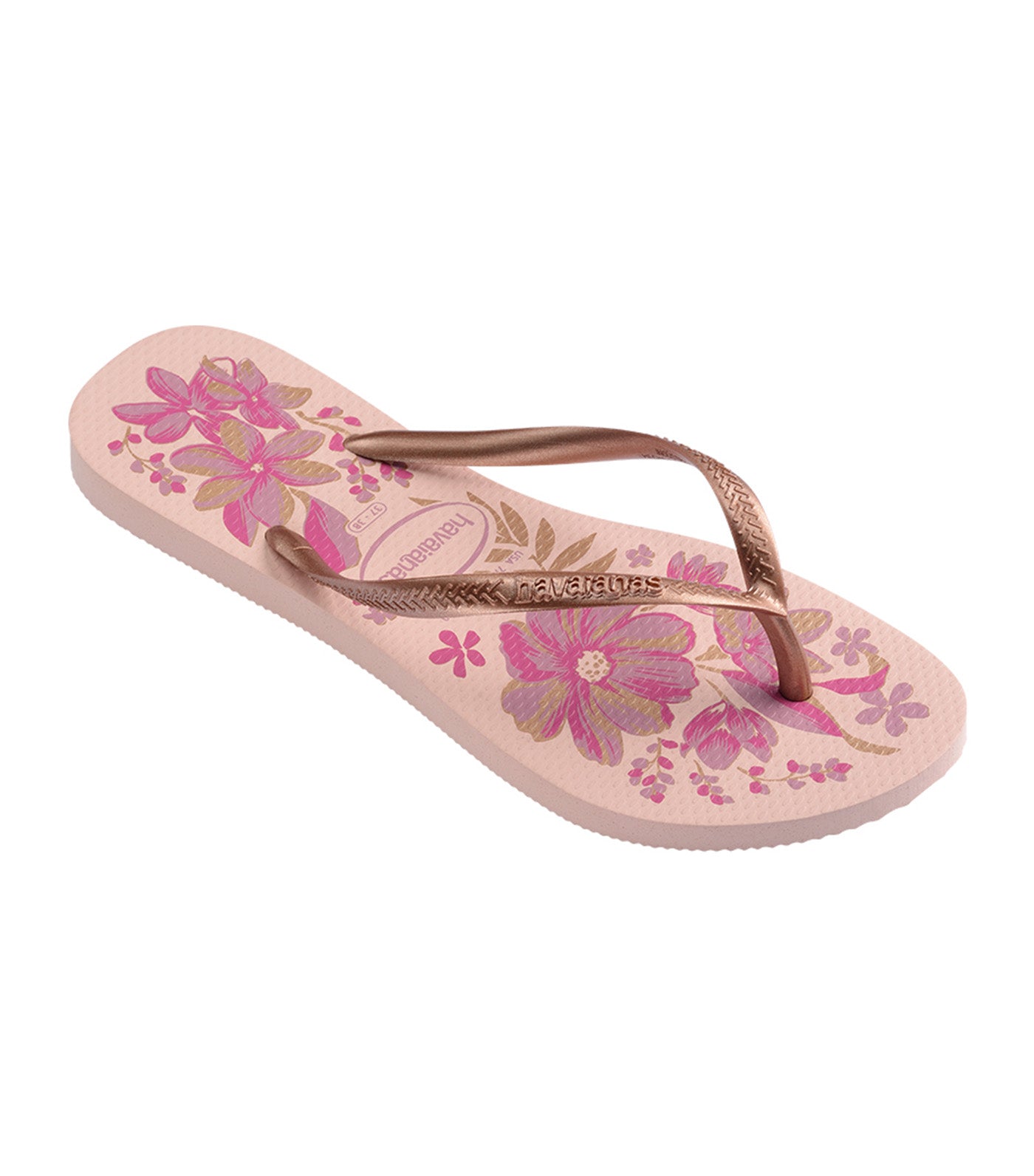 Slim Organic Flip Flops Pink/Gold