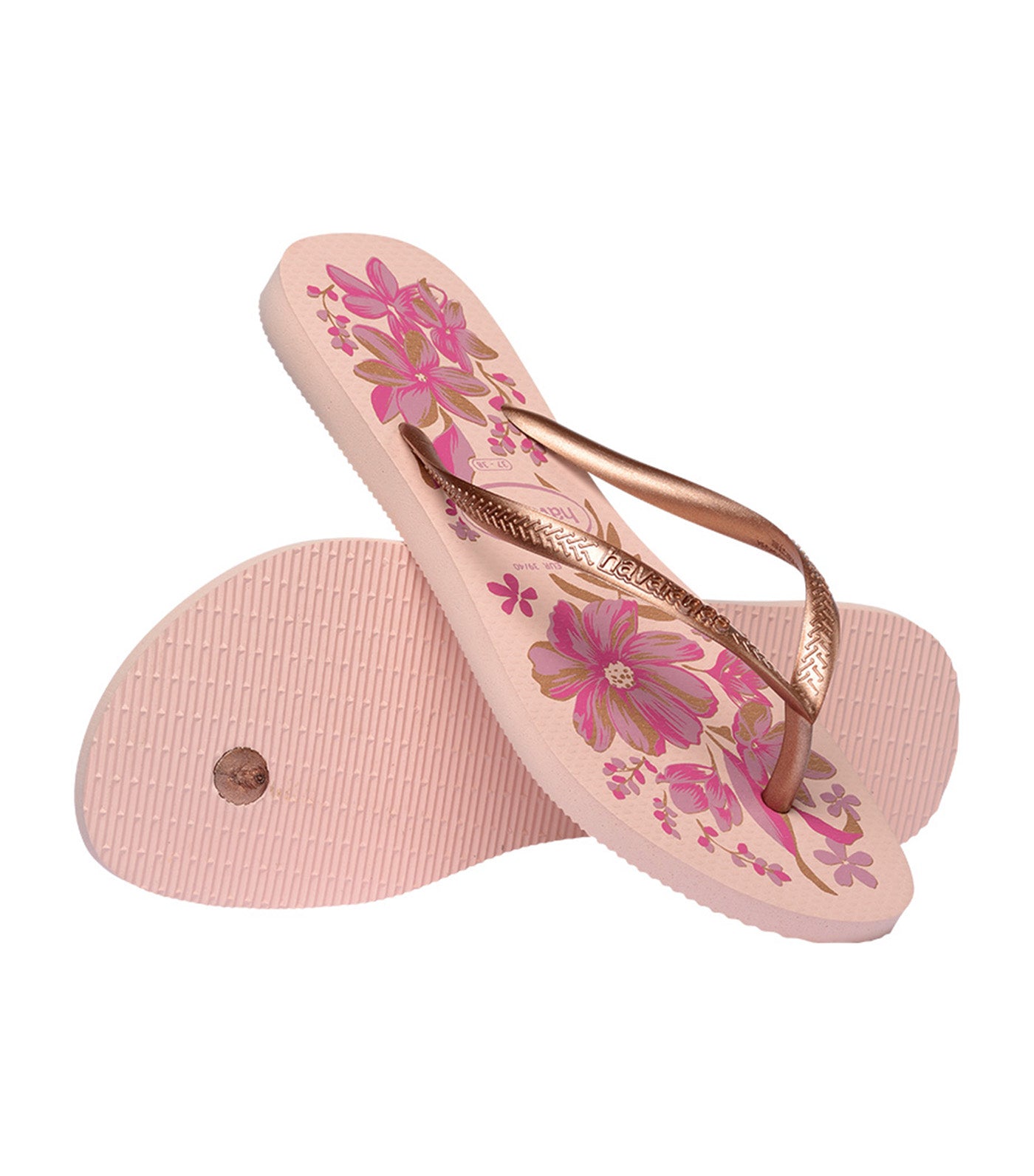 Slim Organic Flip Flops Pink/Gold