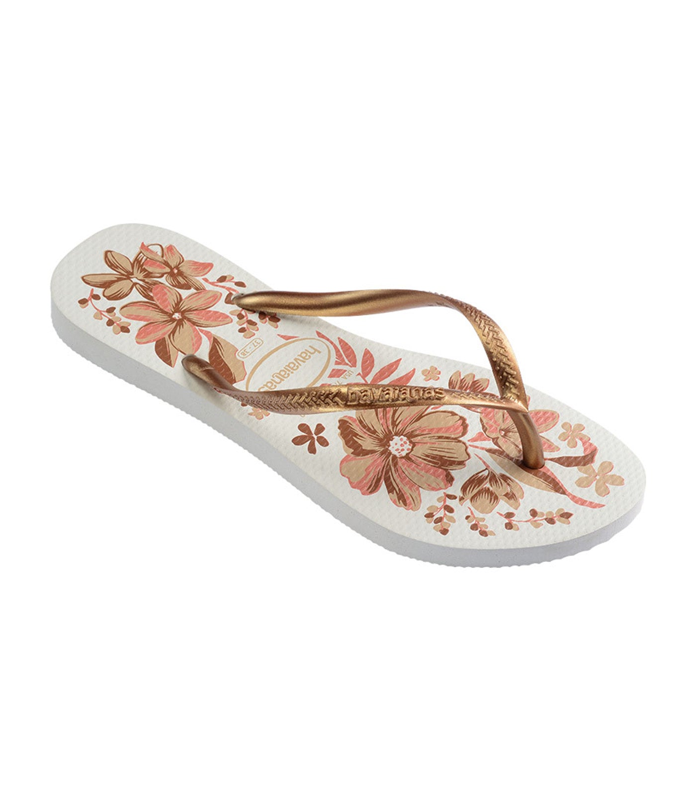 Slim Organic Flip Flops White/Golden