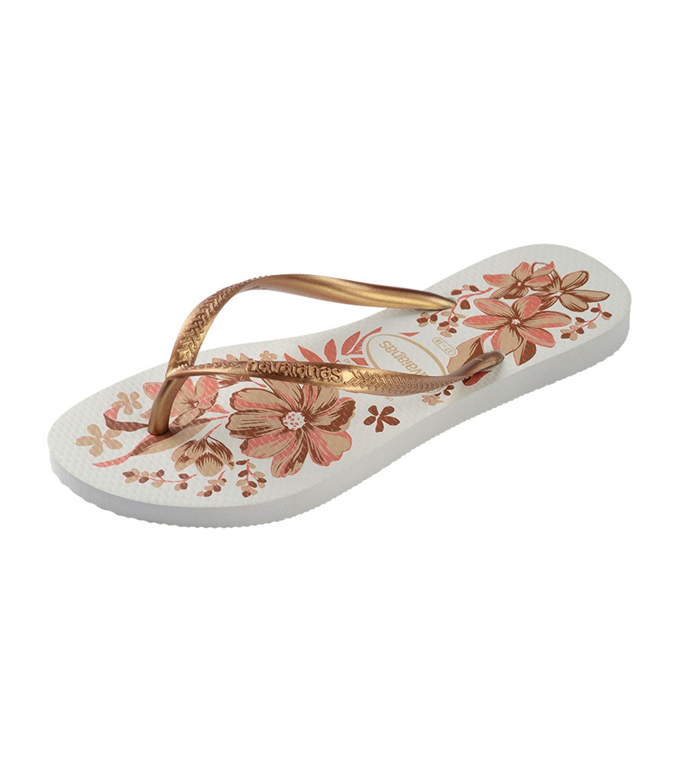 Slim Organic Flip Flops White/Golden