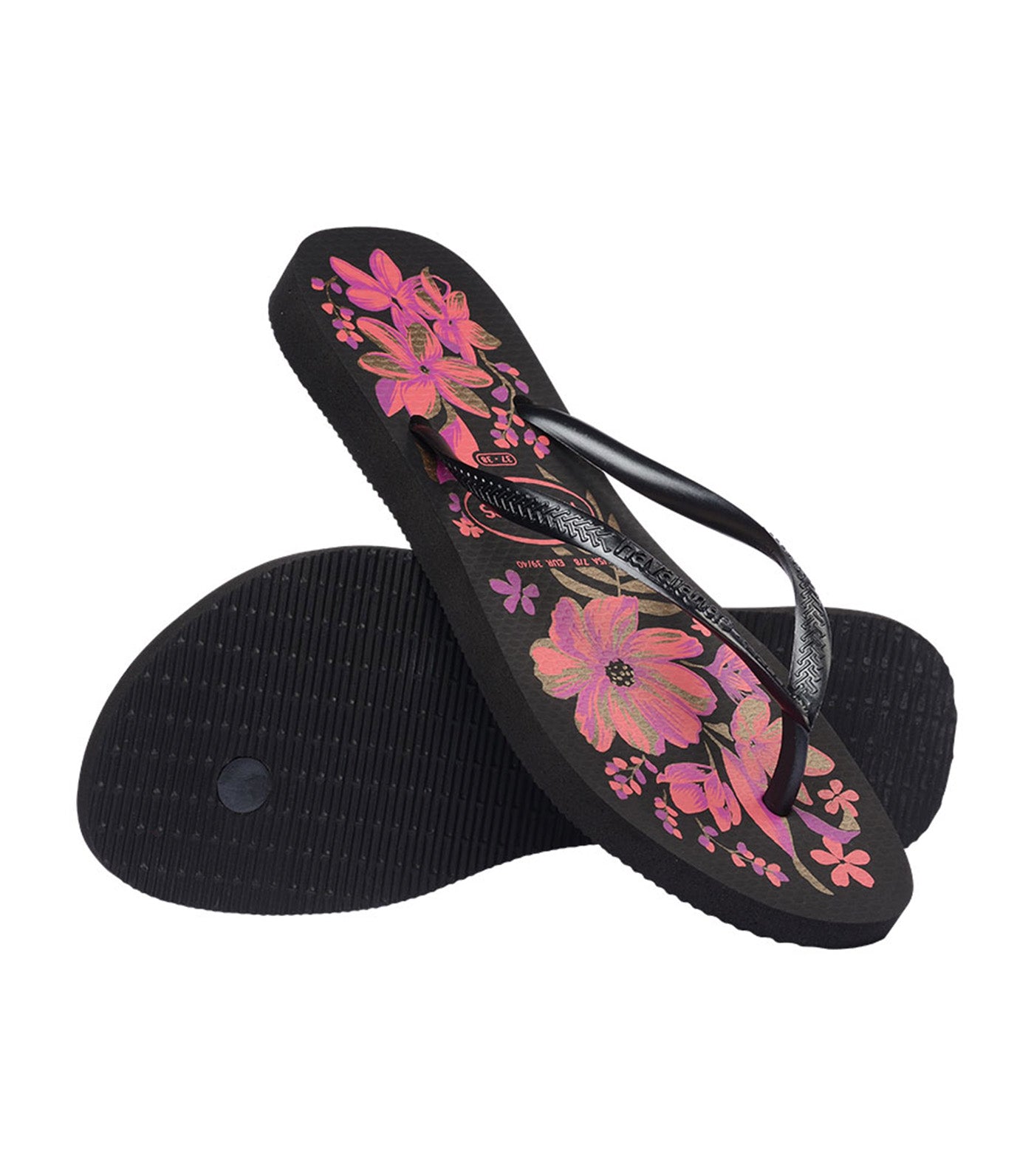 Slim Organic Flip Flops Black/Grey/Gold