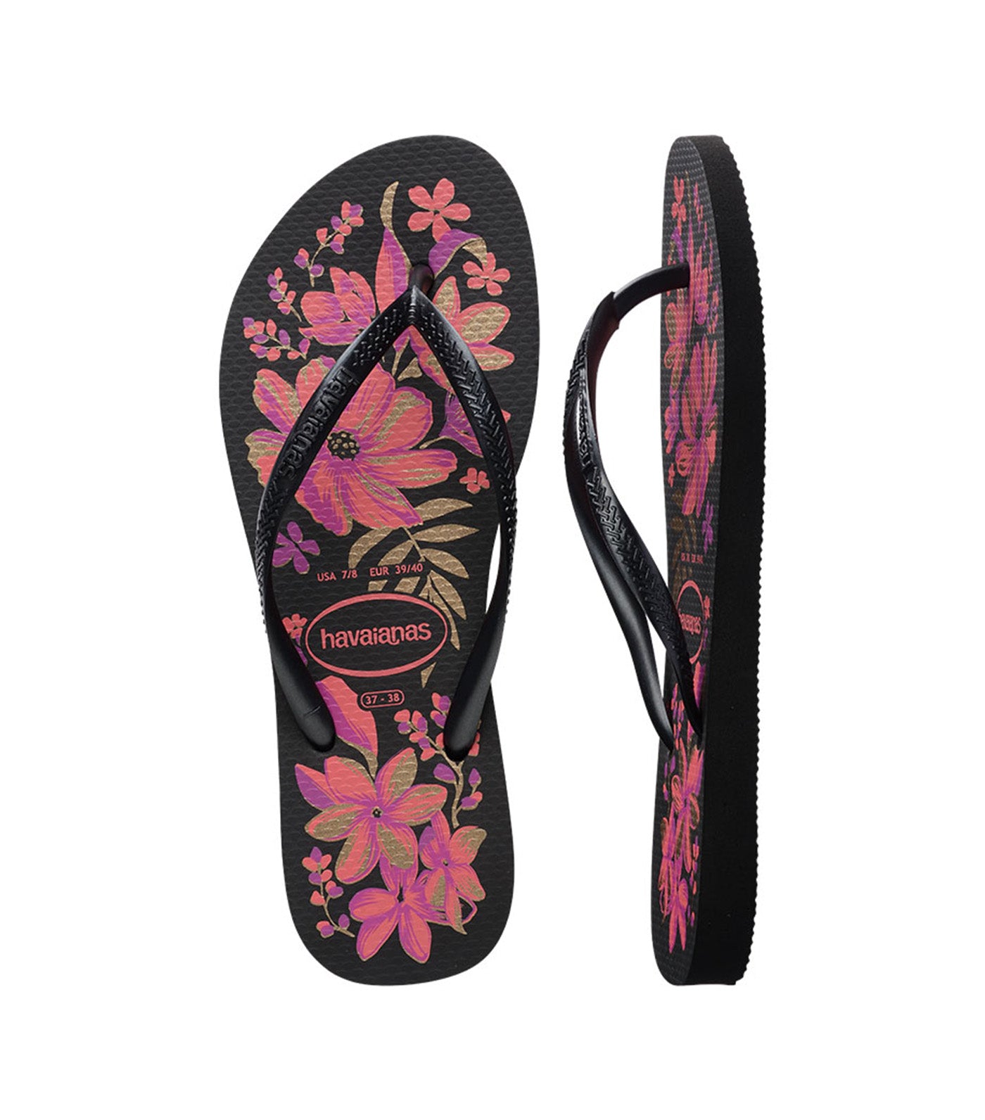 Slim Organic Flip Flops Black/Grey/Gold