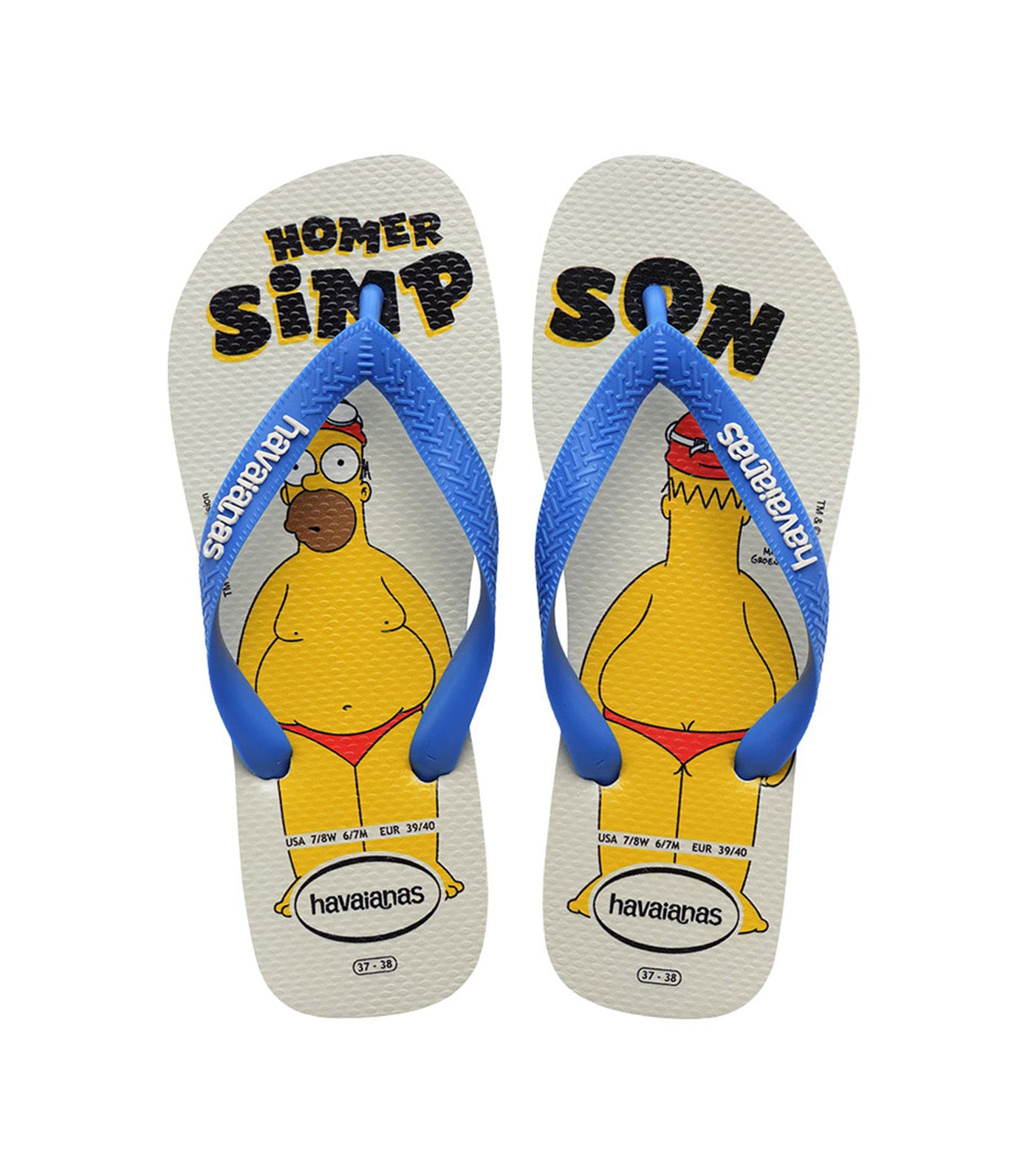 Simpsons Flip Flops White/Blue