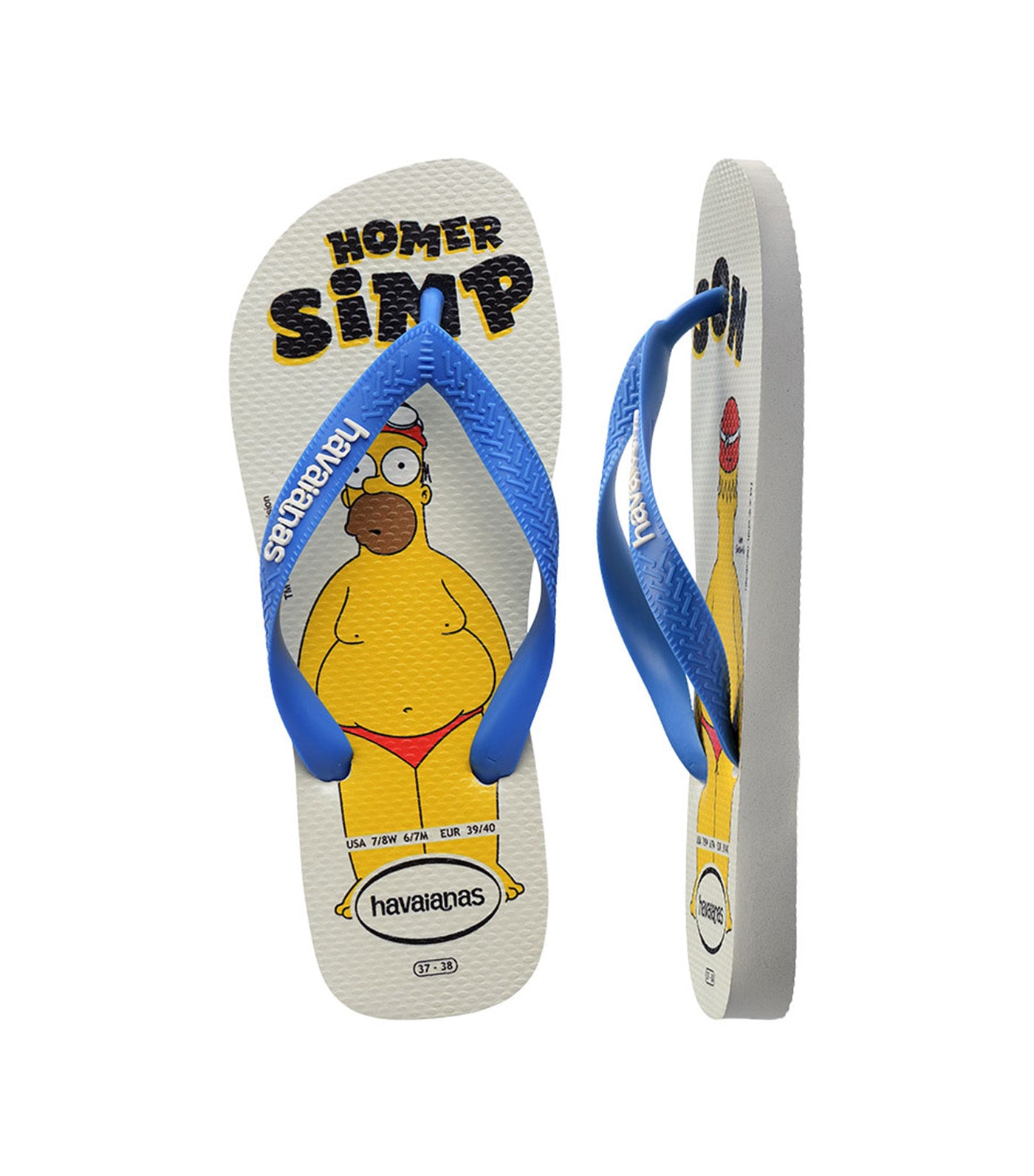 Simpsons Flip Flops White/Blue