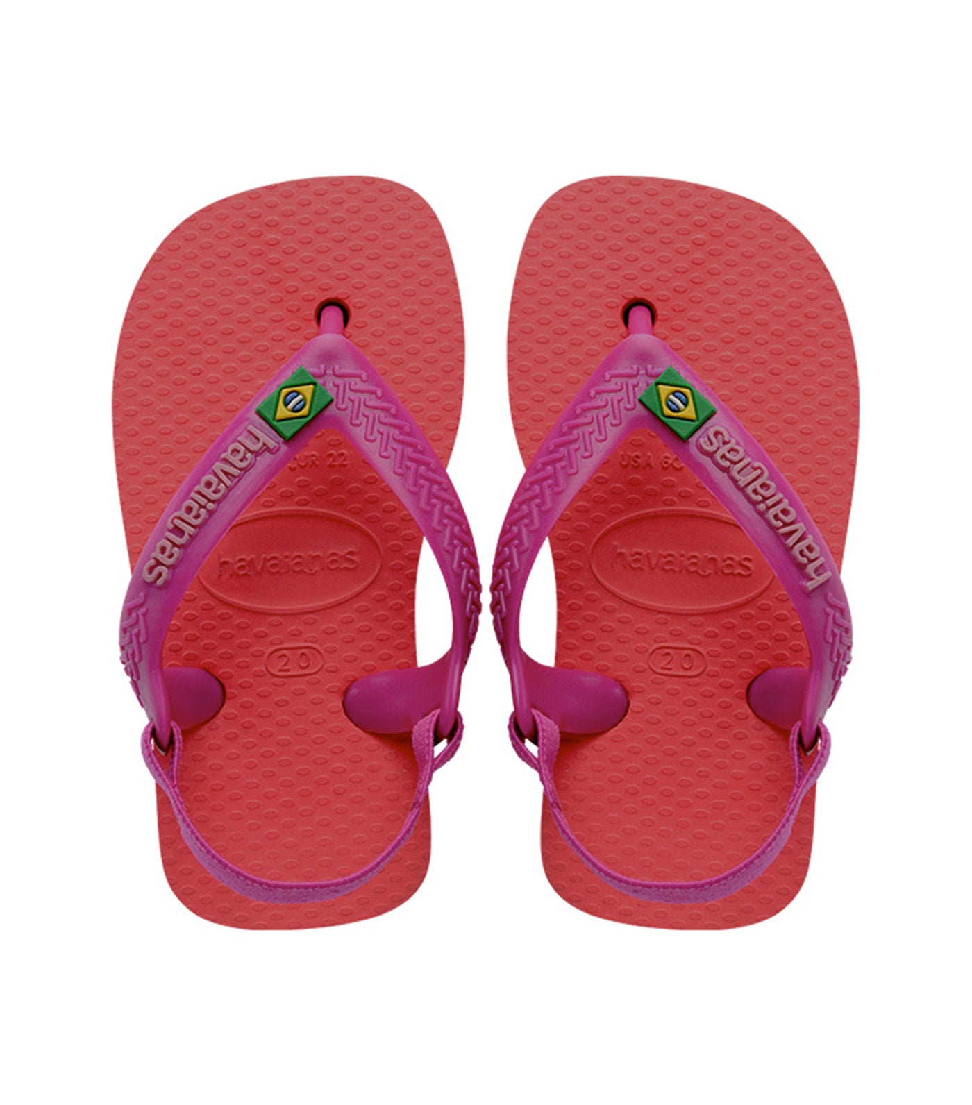 Baby Brasil Logo Flip Flops Coral/Pink