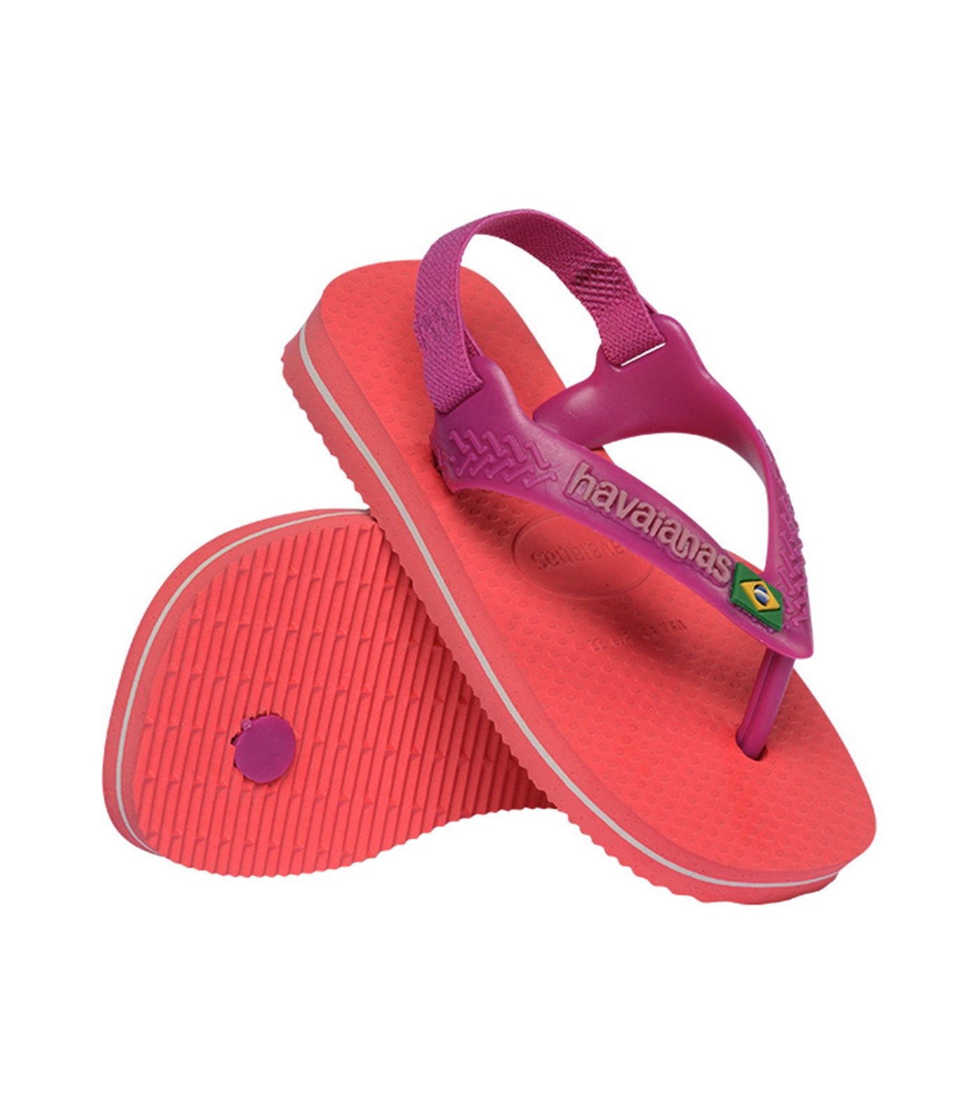 Baby Brasil Logo Flip Flops Coral/Pink