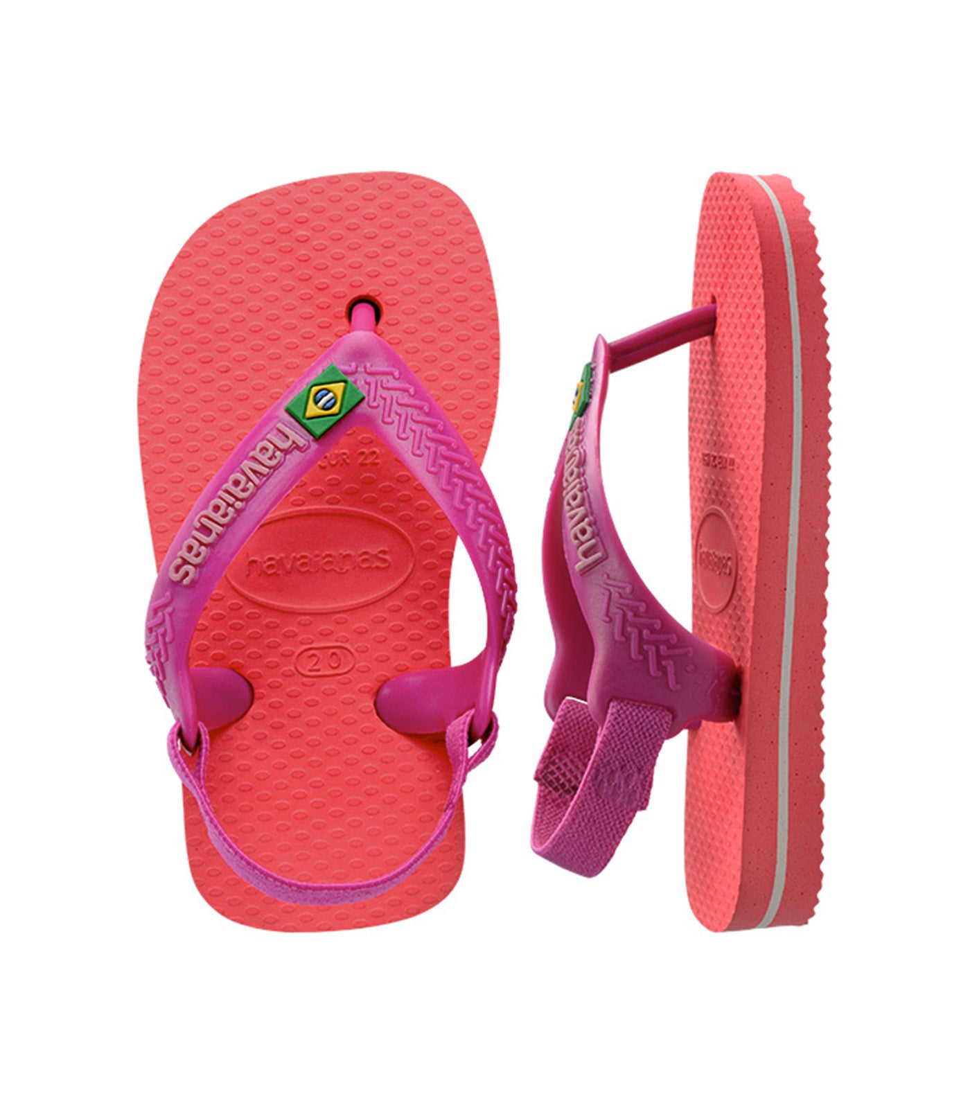 Baby Brasil Logo Flip Flops Coral/Pink