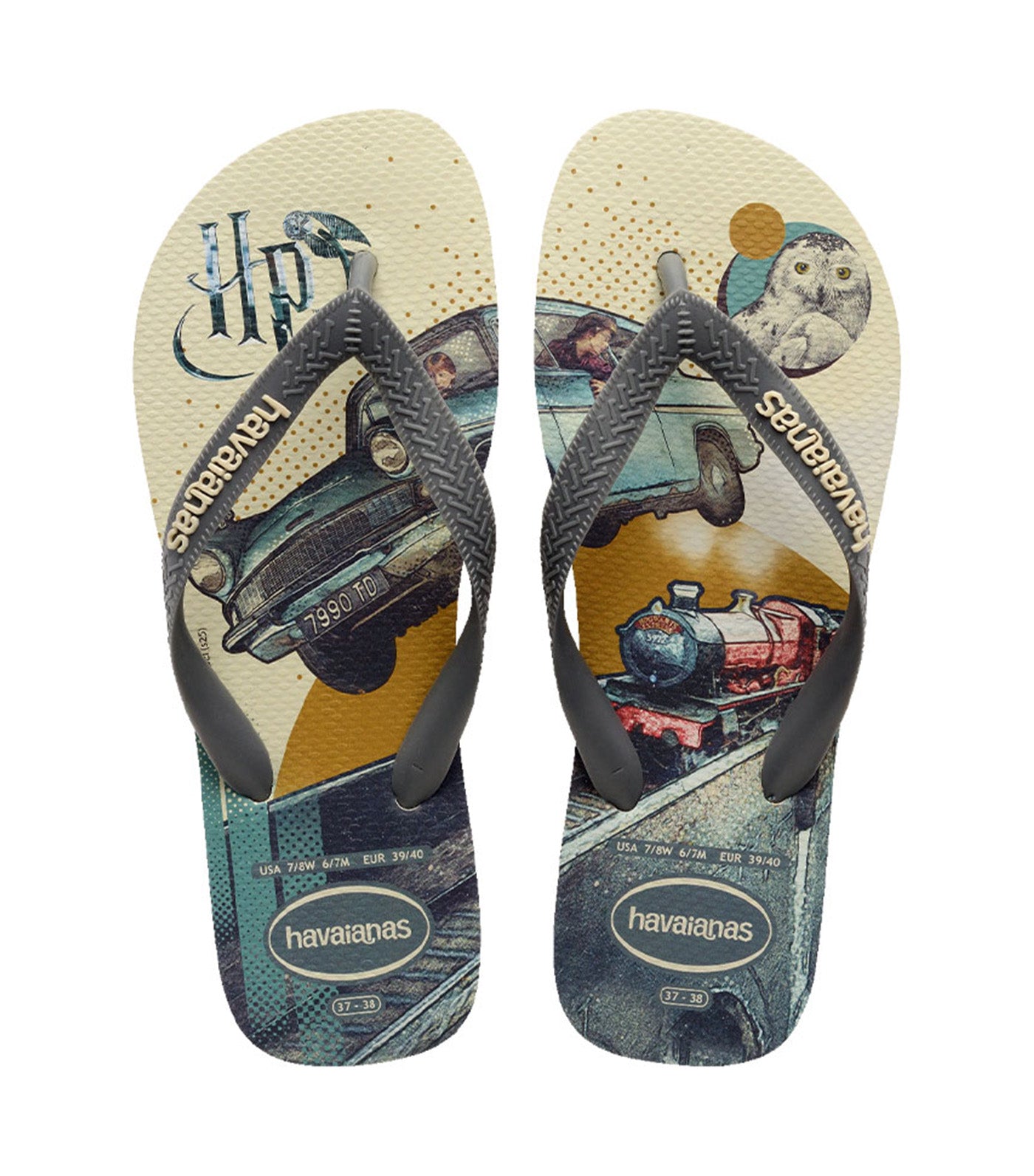 Harry Potter Flip Flops Beige/Gray Steel
