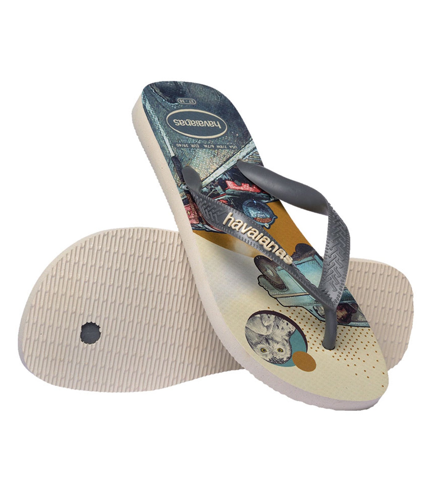 Harry Potter Flip Flops Beige/Gray Steel