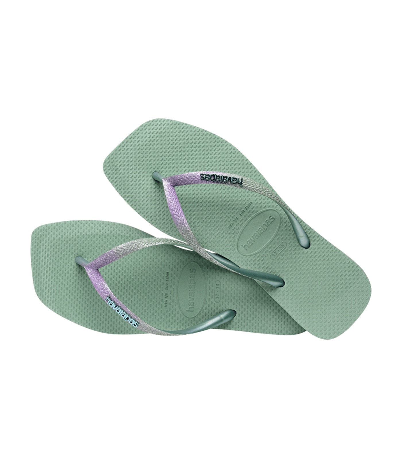 Slim Square Glitter Flip Flops Clay