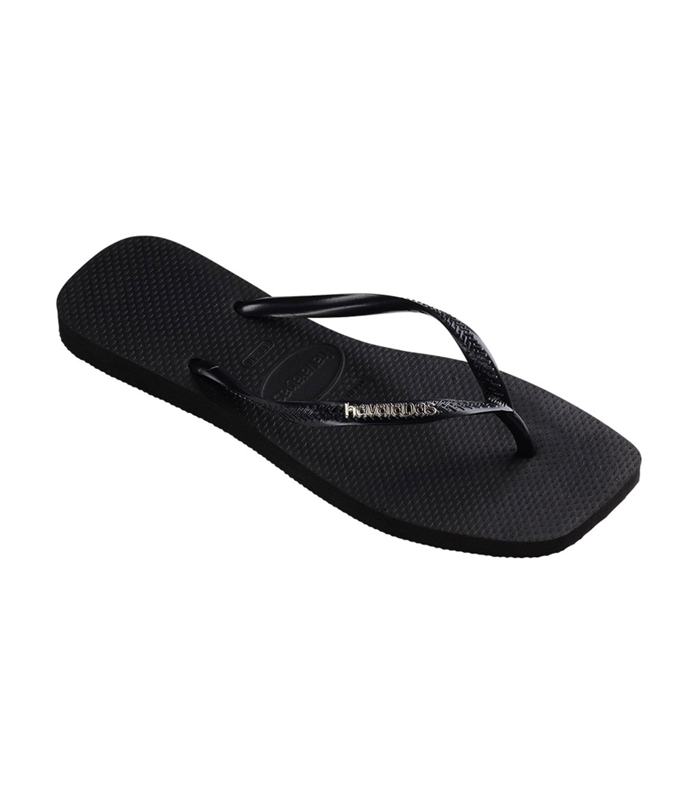 Slim Square Logo Metallic Flip Flops Black/Silver