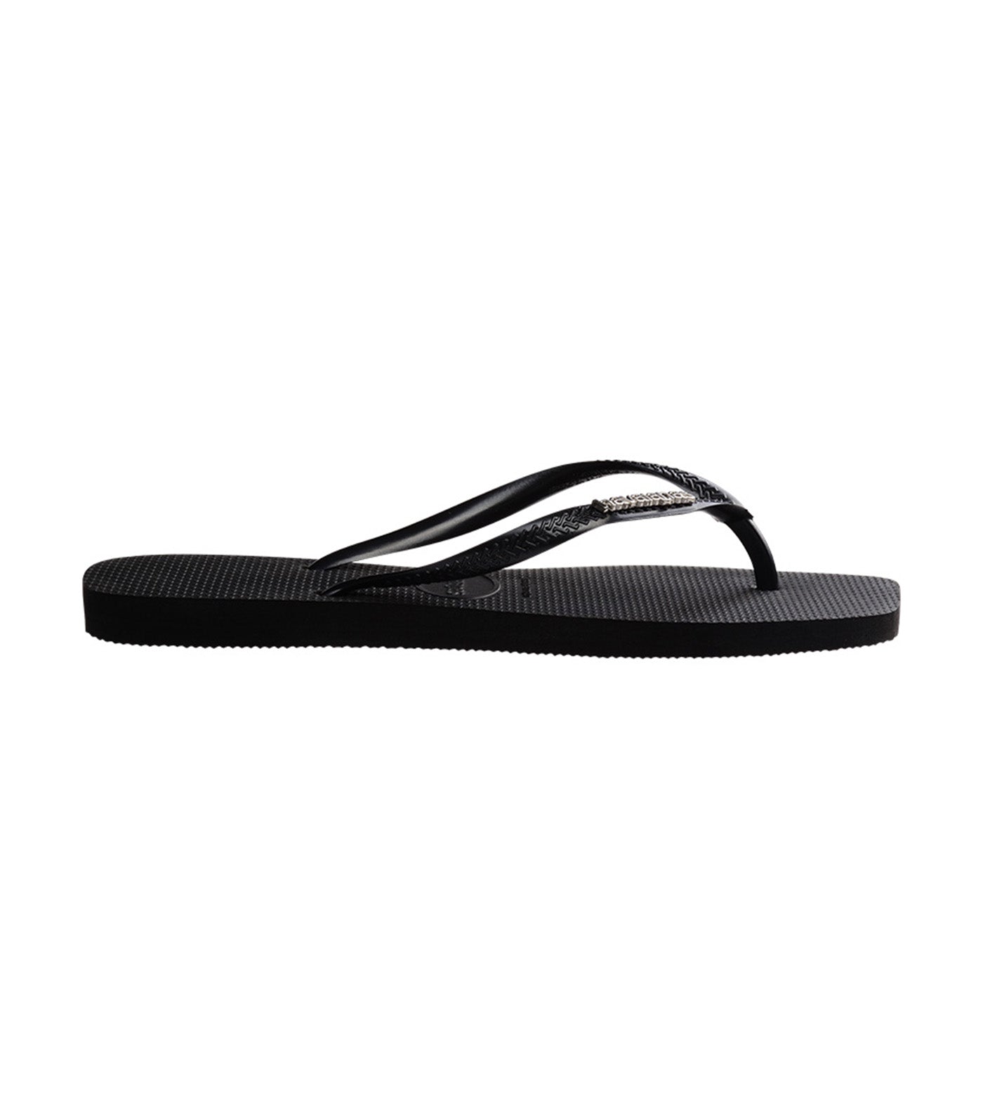 Slim Square Logo Metallic Flip Flops Black/Silver