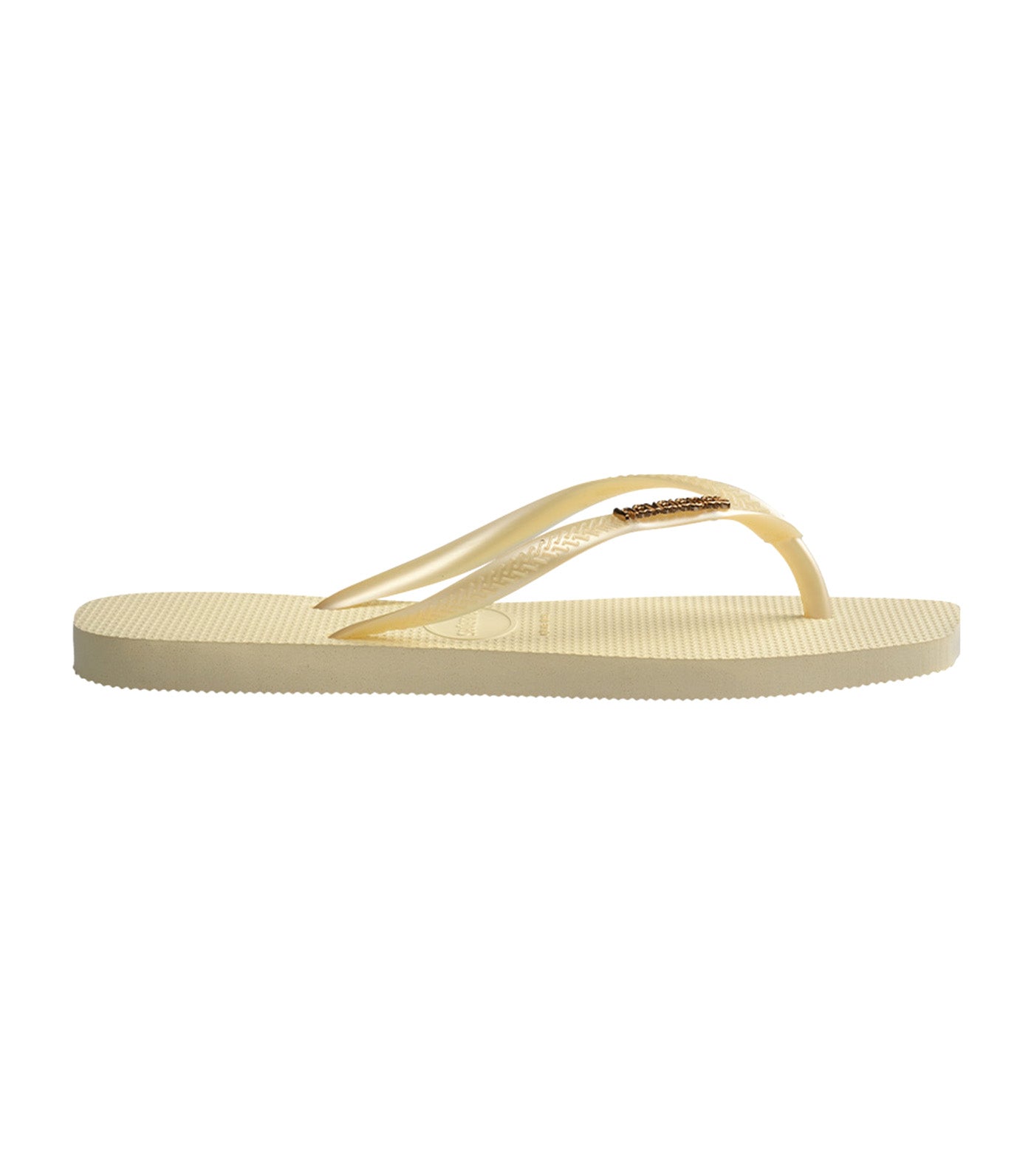 Slim Square Logo Metallic Flip Flops Buttercream