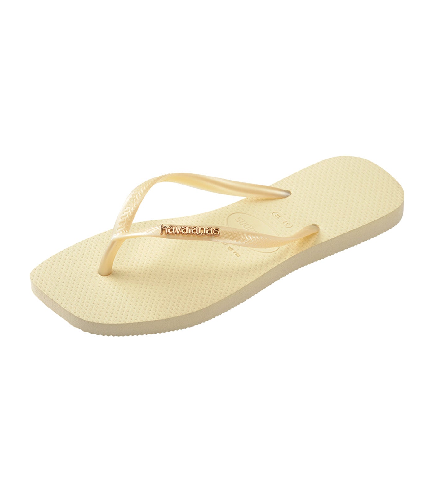 Slim Square Logo Metallic Flip Flops Buttercream