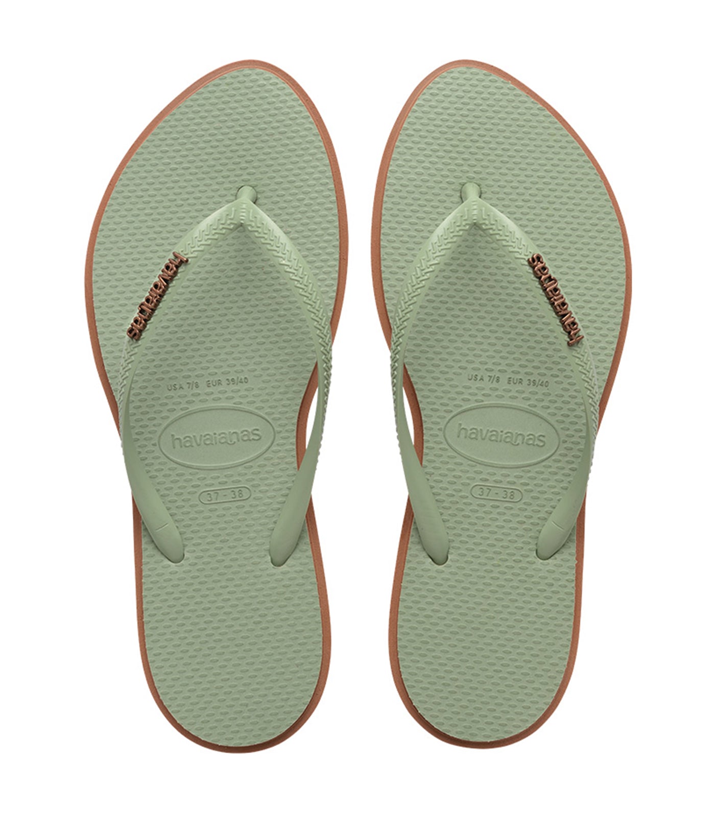Havaianas Slim Point Flip Flops Rust/Smoke Green