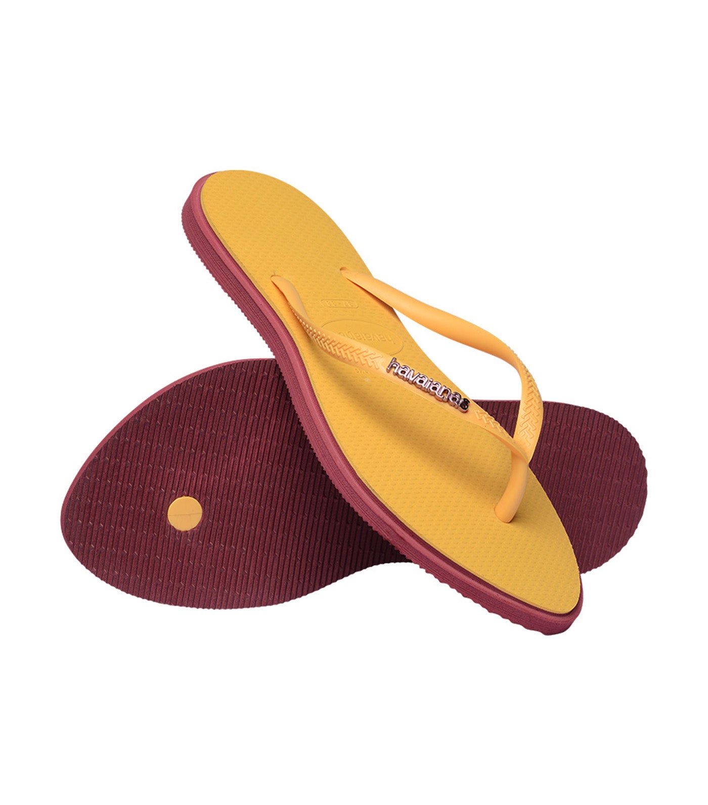 Havaianas Slim Point Flip Flops Amaranth/Caja Yellow