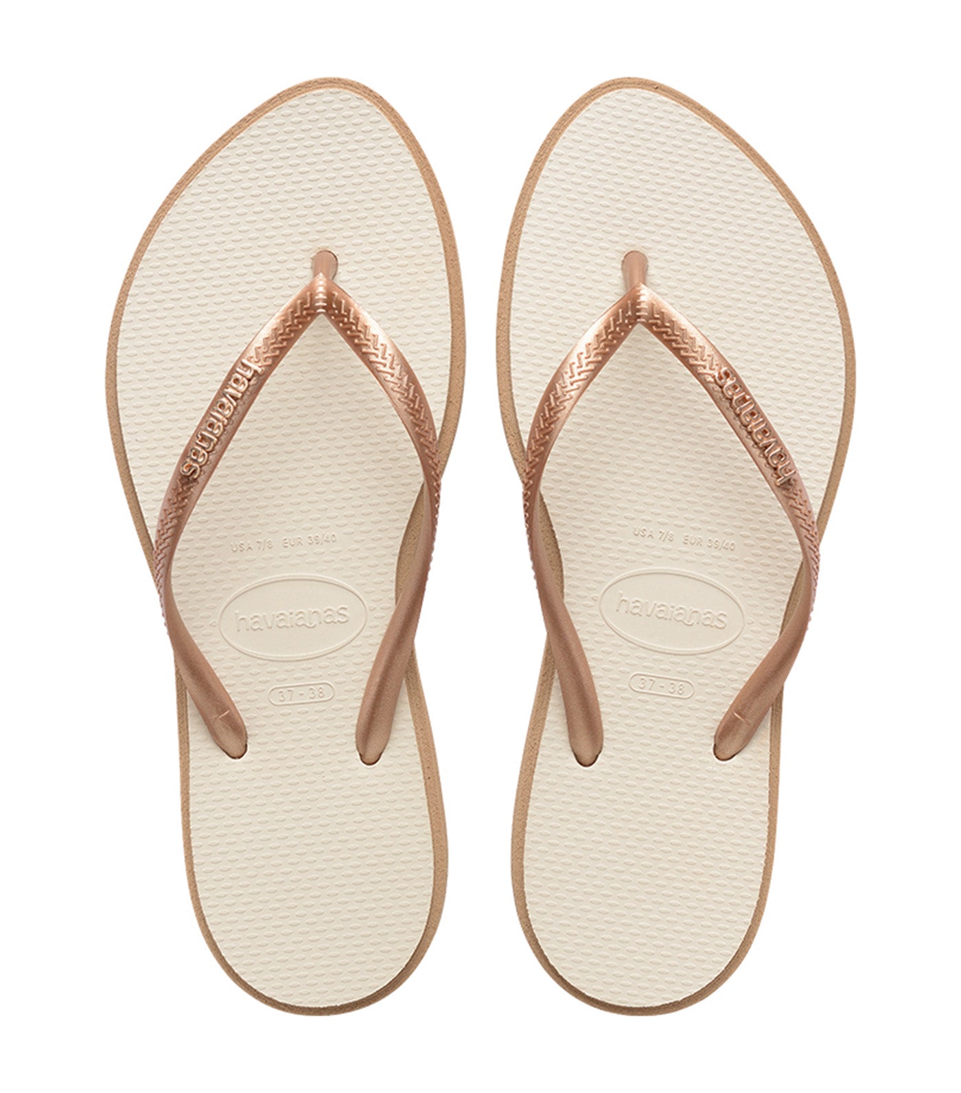 Havaianas Slim Point Flip Flops Rose Gold/Straw Beige