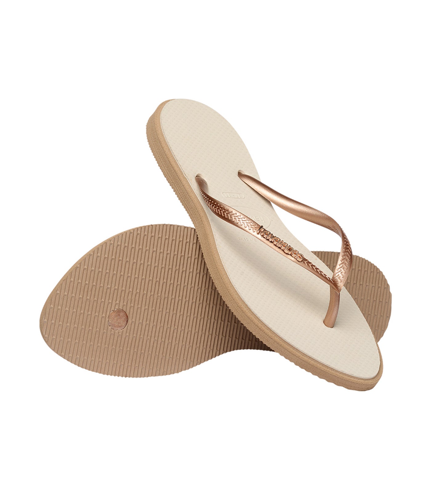 Havaianas Slim Point Flip Flops Rose Gold/Straw Beige