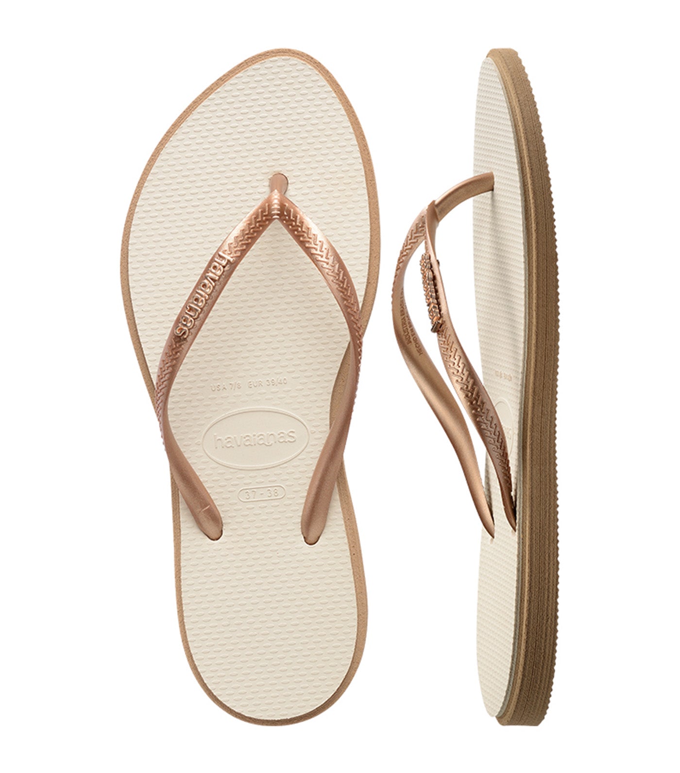 Havaianas Slim Point Flip Flops Rose Gold/Straw Beige