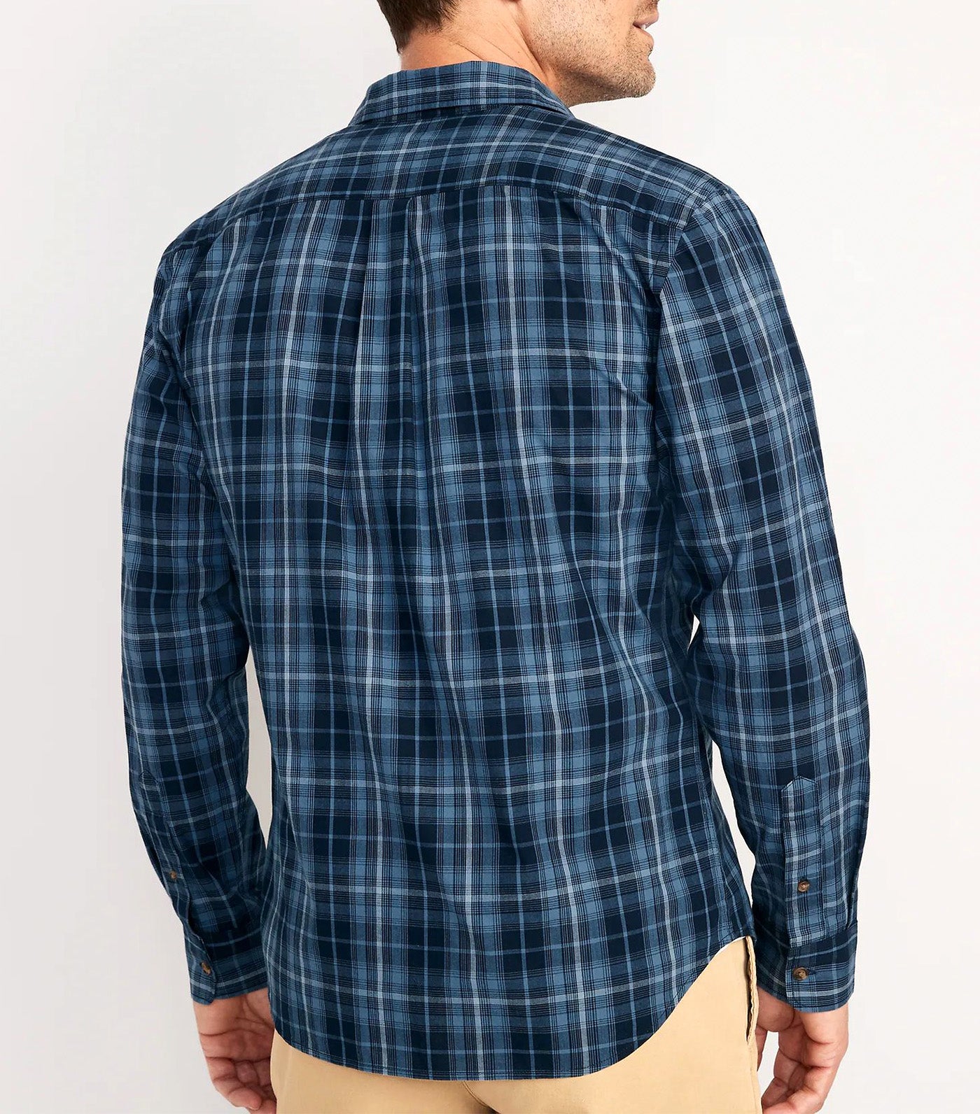 Regular-Fit Built-In Flex Patterned Everyday Shirt for Men Big Blue Plaid