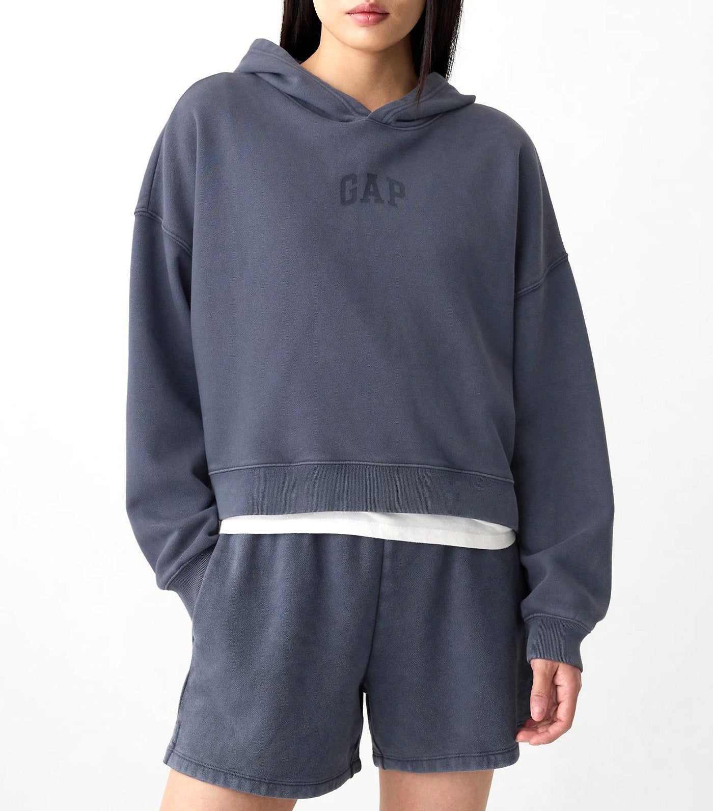 Relaxed Mini-Logo Cropped Hoodie