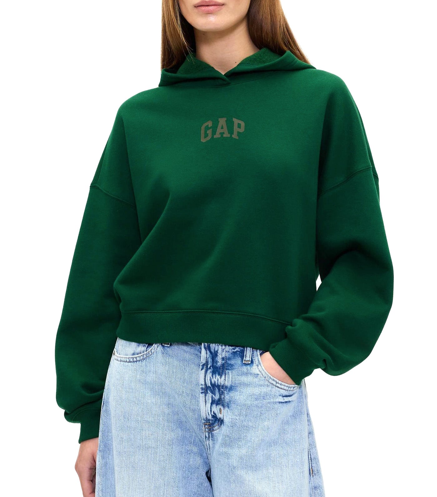 Relaxed Mini-Logo Cropped Hoodie