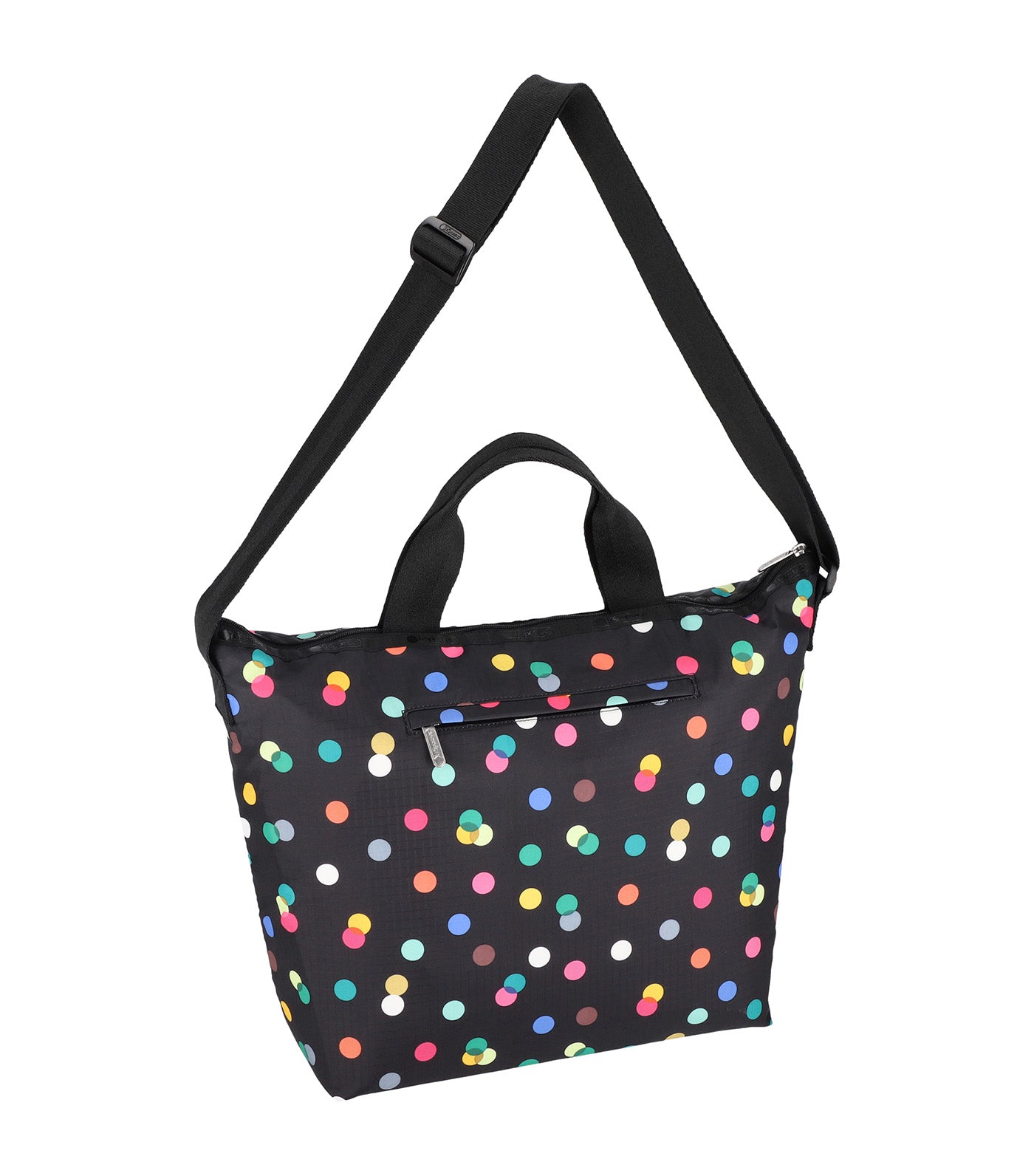 Deluxe Easy Carry Tote Multi Color Dots Black